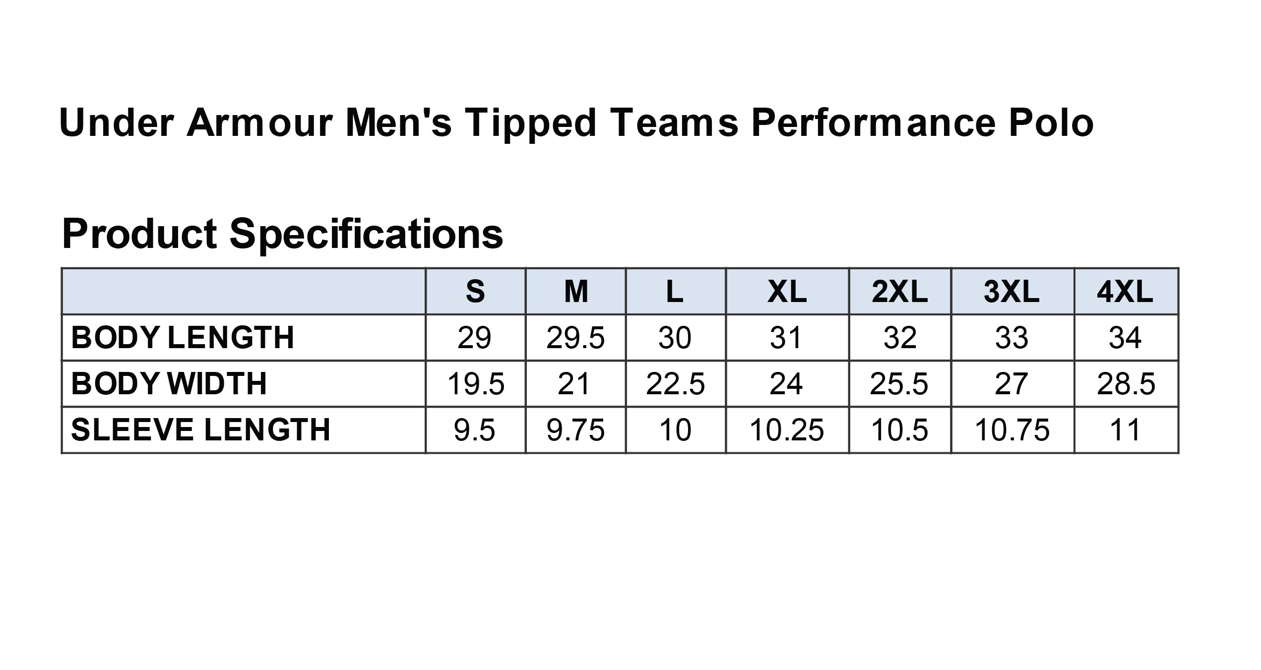 Old Dominion University, ODU Military - Army ROTC, Port Authority® Dry Zone® UV Micro-Mesh Tipped Polo Shirt - Size Chart