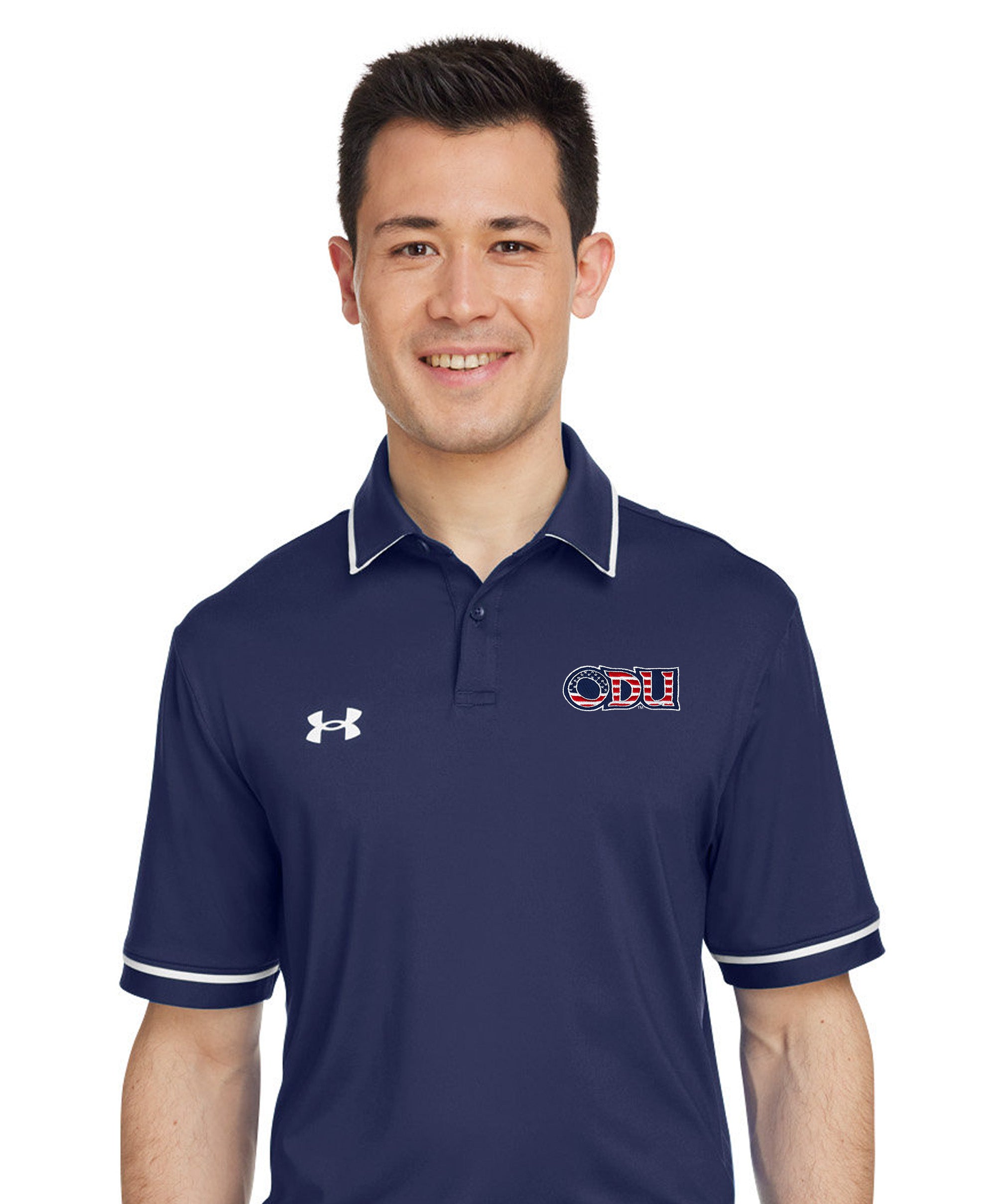 Old Dominion University, ODU Logo - Push-Up Squad, Port Authority® Dry Zone® UV Micro-Mesh Tipped Polo Shirt - Navy