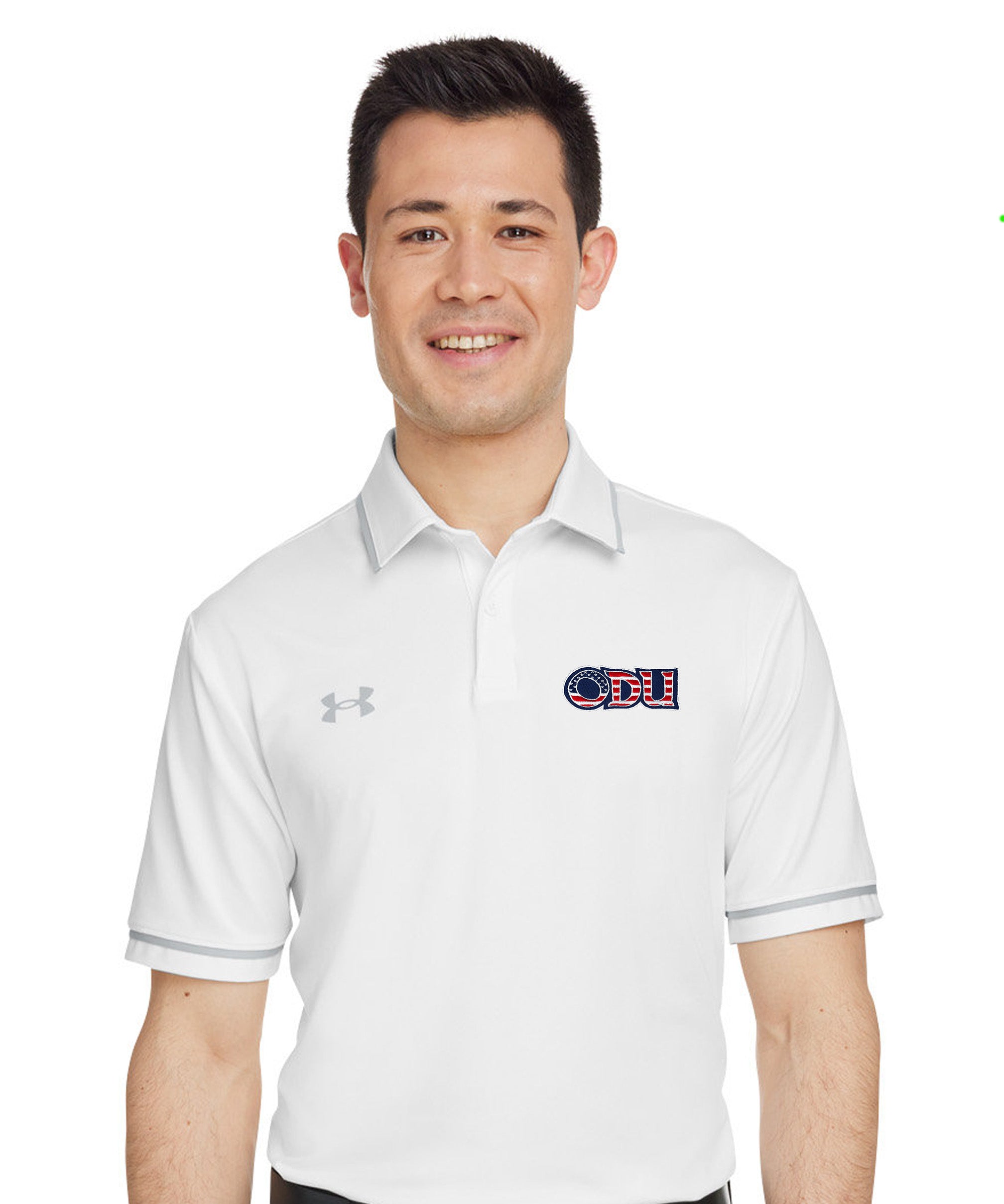 Old Dominion University, ODU Logo - Push-Up Squad, Port Authority® Dry Zone® UV Micro-Mesh Tipped Polo Shirt - White