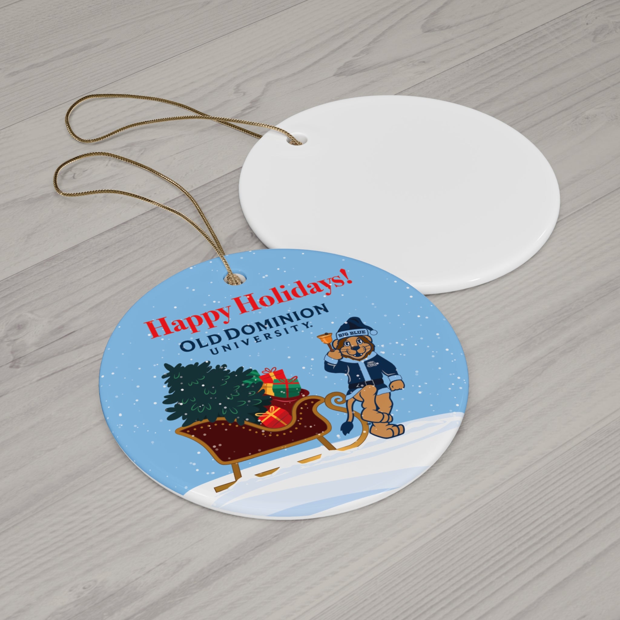 ODU, Happy Holidays!, Old Dominion University, Big Blue, Ceramic Ornament, Circle