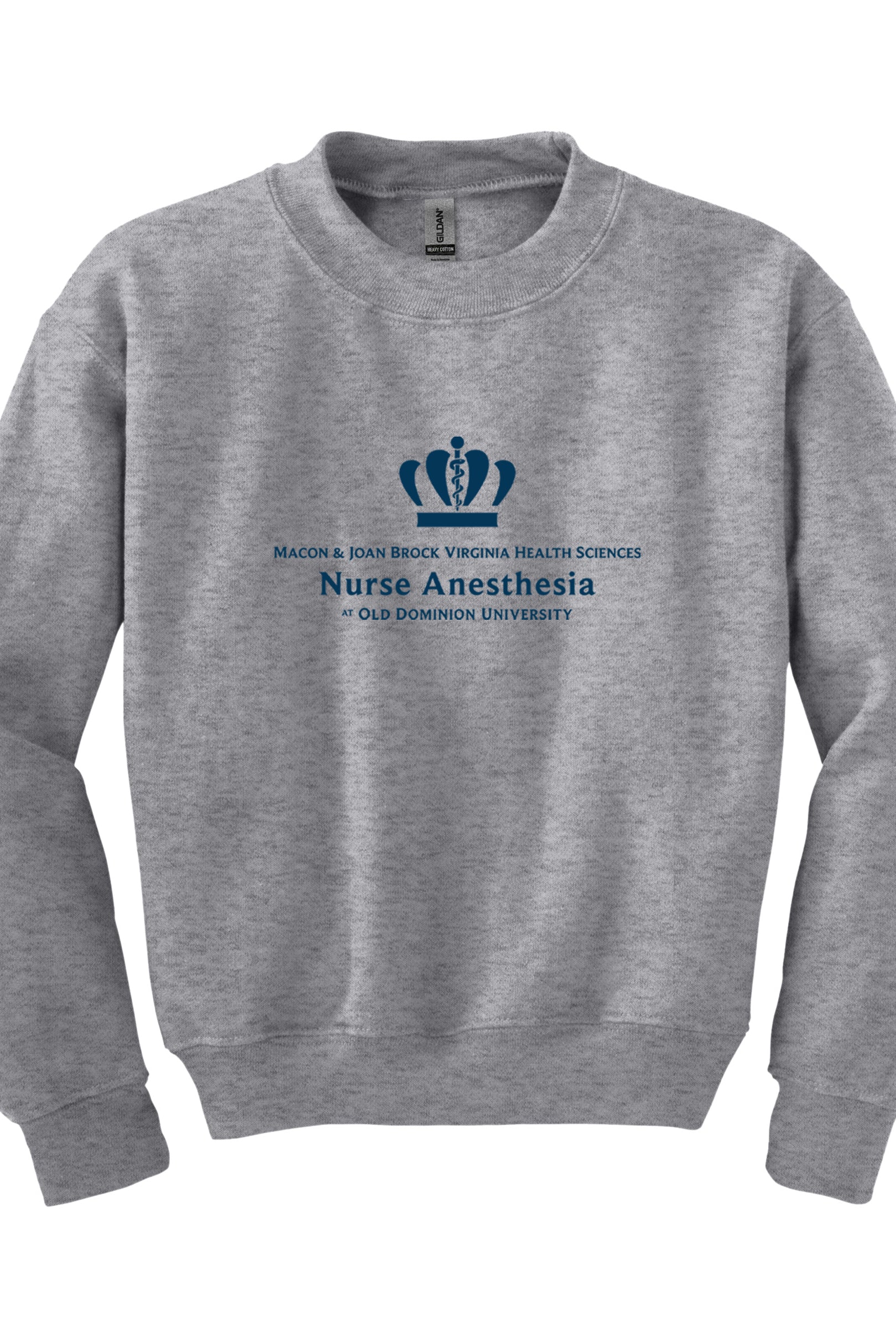 Old Dominion University, Full Logo, Nurse Anesthesia, Youth Heavy Blend™ Crewneck Sweatshirt - Gray