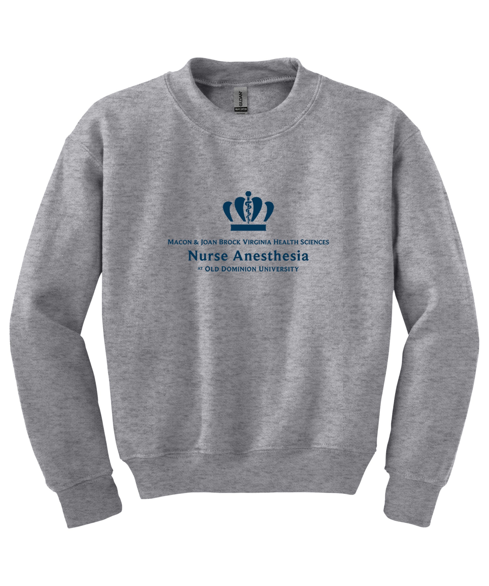 Old Dominion University, Full Logo, Nurse Anesthesia, Youth Heavy Blend™ Crewneck Sweatshirt - Gray