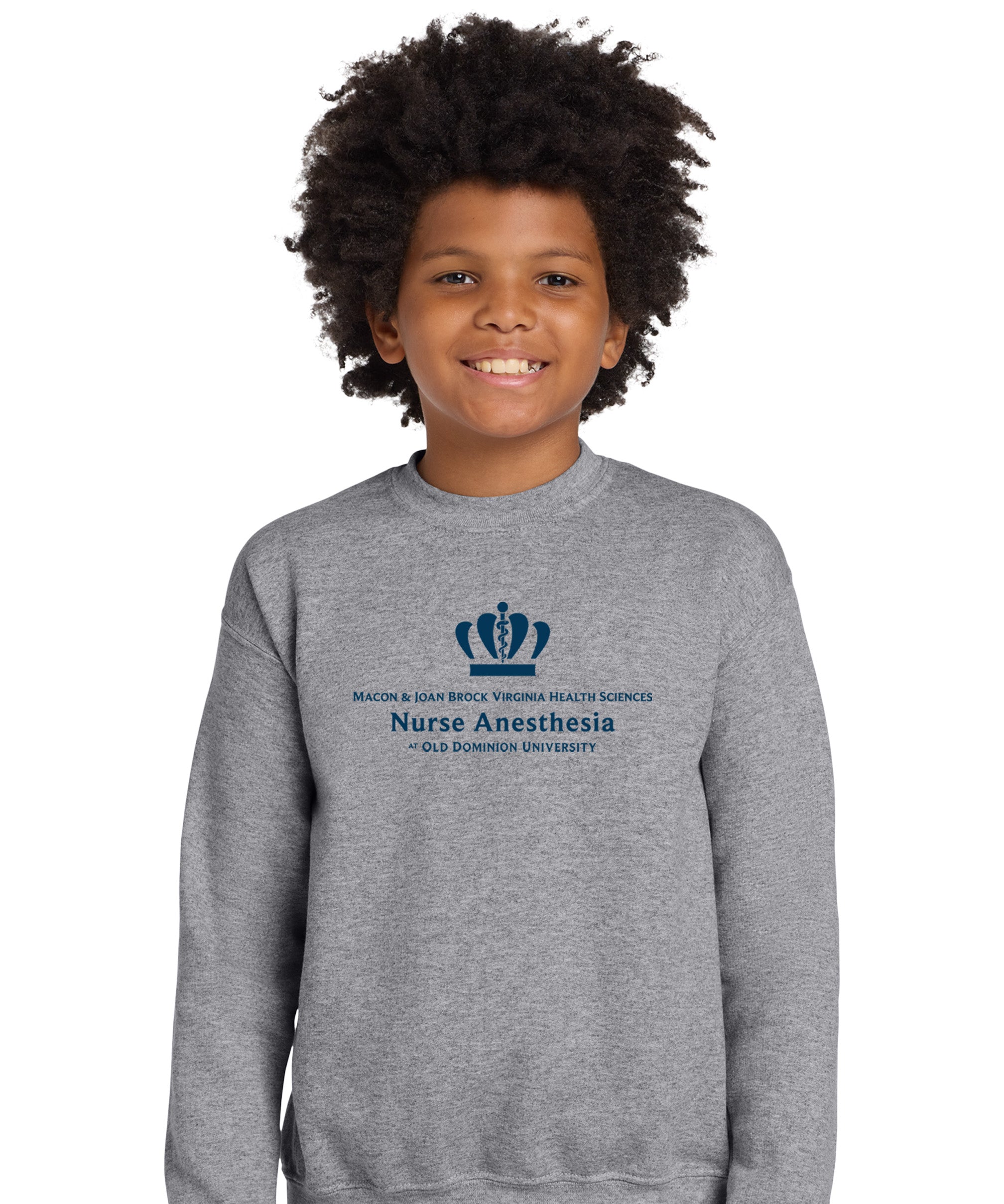 Old Dominion University, Full Logo, Nurse Anesthesia, Youth Heavy Blend™ Crewneck Sweatshirt - Gray