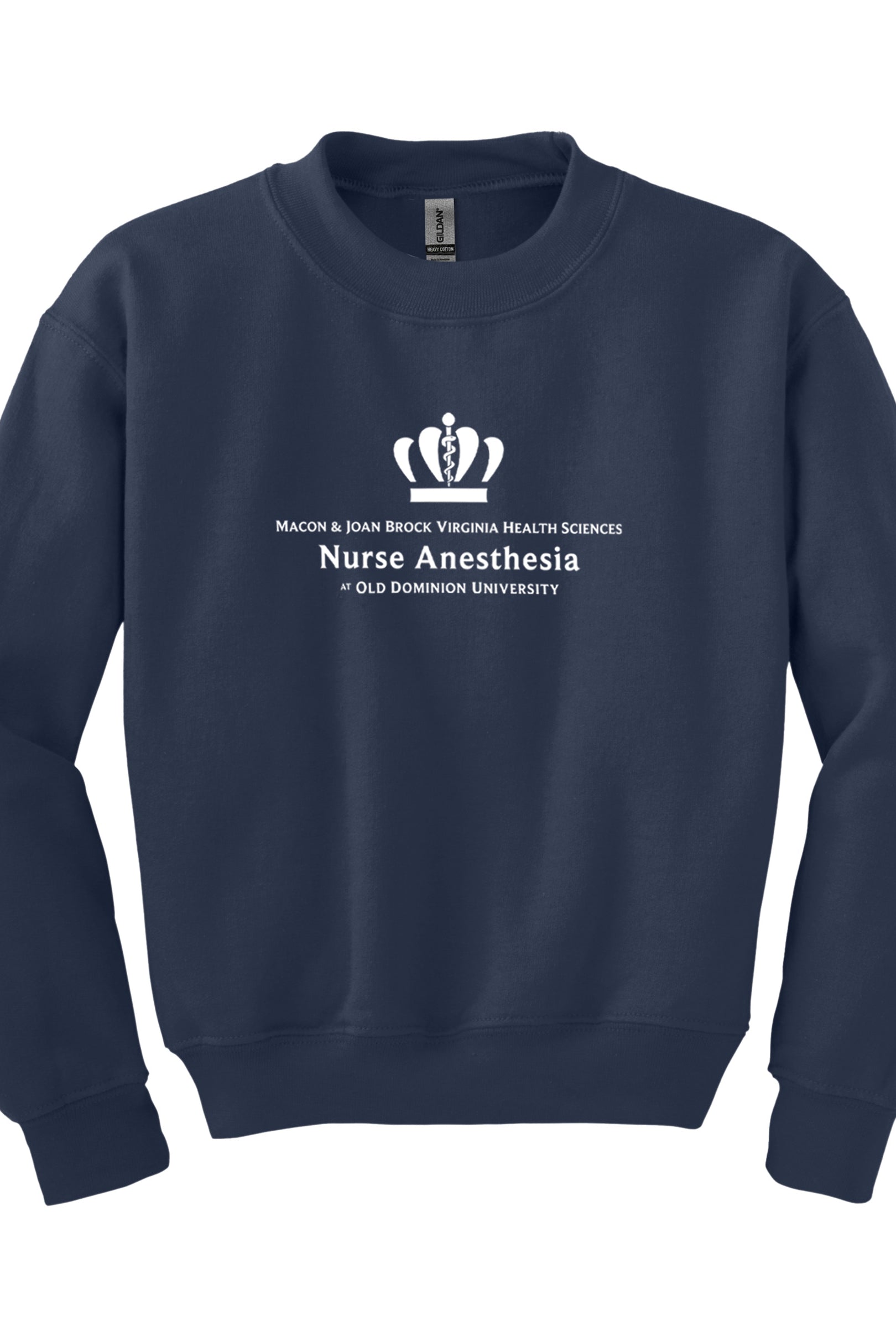 Old Dominion University, Full Logo, Nurse Anesthesia, Youth Heavy Blend™ Crewneck Sweatshirt - Navy