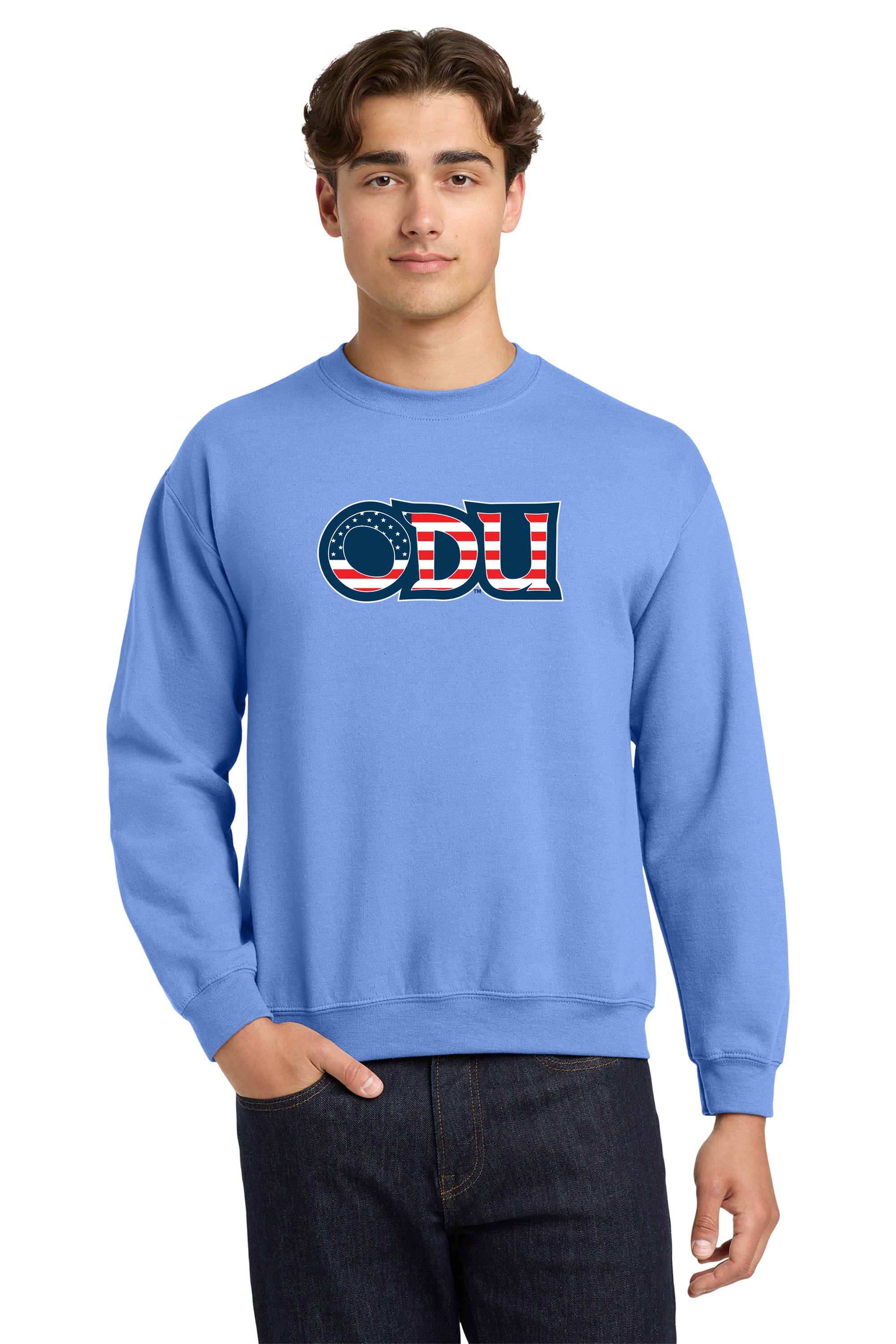 Old Dominion University, ODU Military - Military Logo, Crewneck Sweatshirt - Carolina Blue