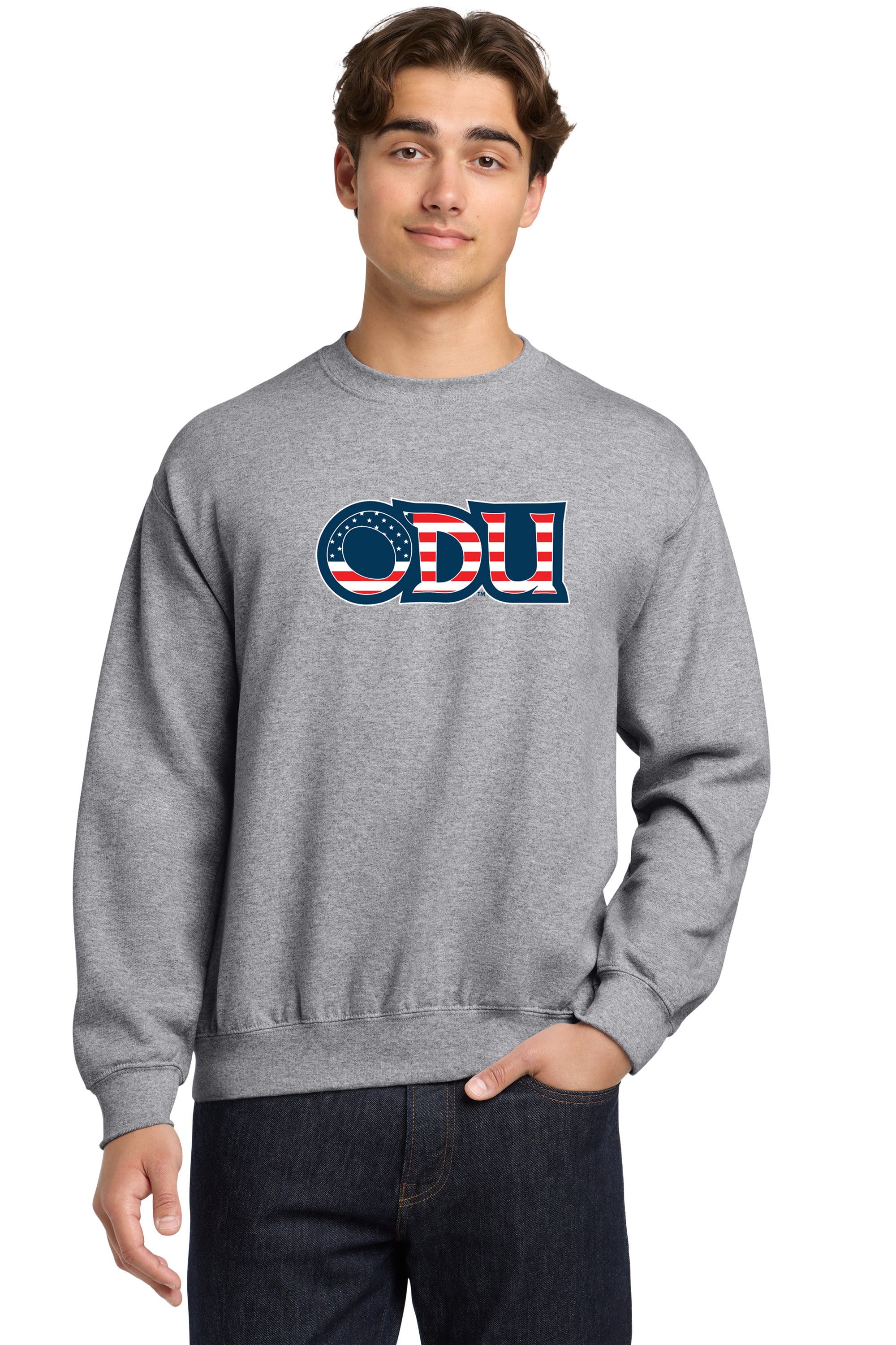 Old Dominion University, ODU Military - Military Logo, Crewneck Sweatshirt - Grey