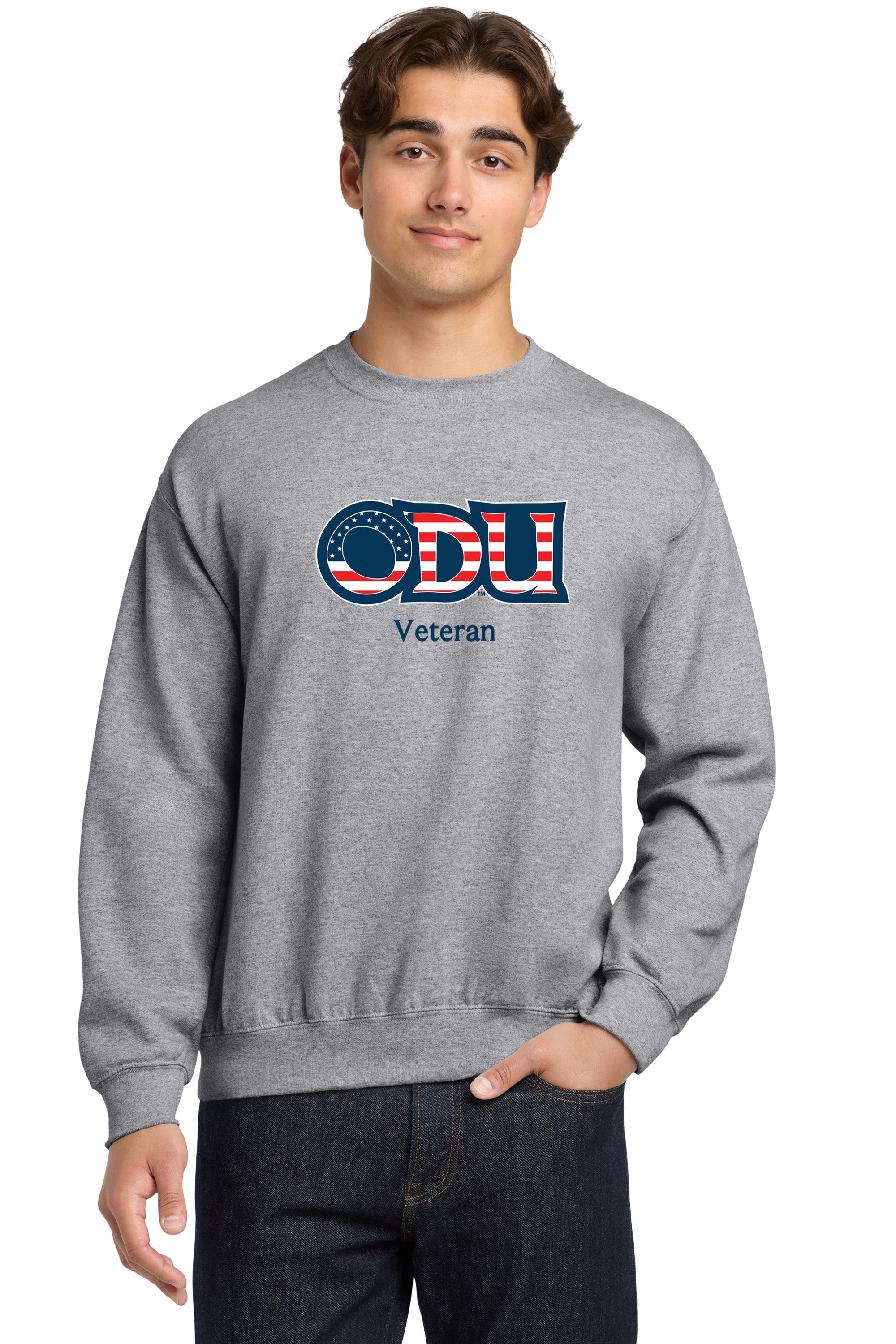 Old Dominion University, ODU Military - Veteran, Crewneck Sweatshirt - Grey
