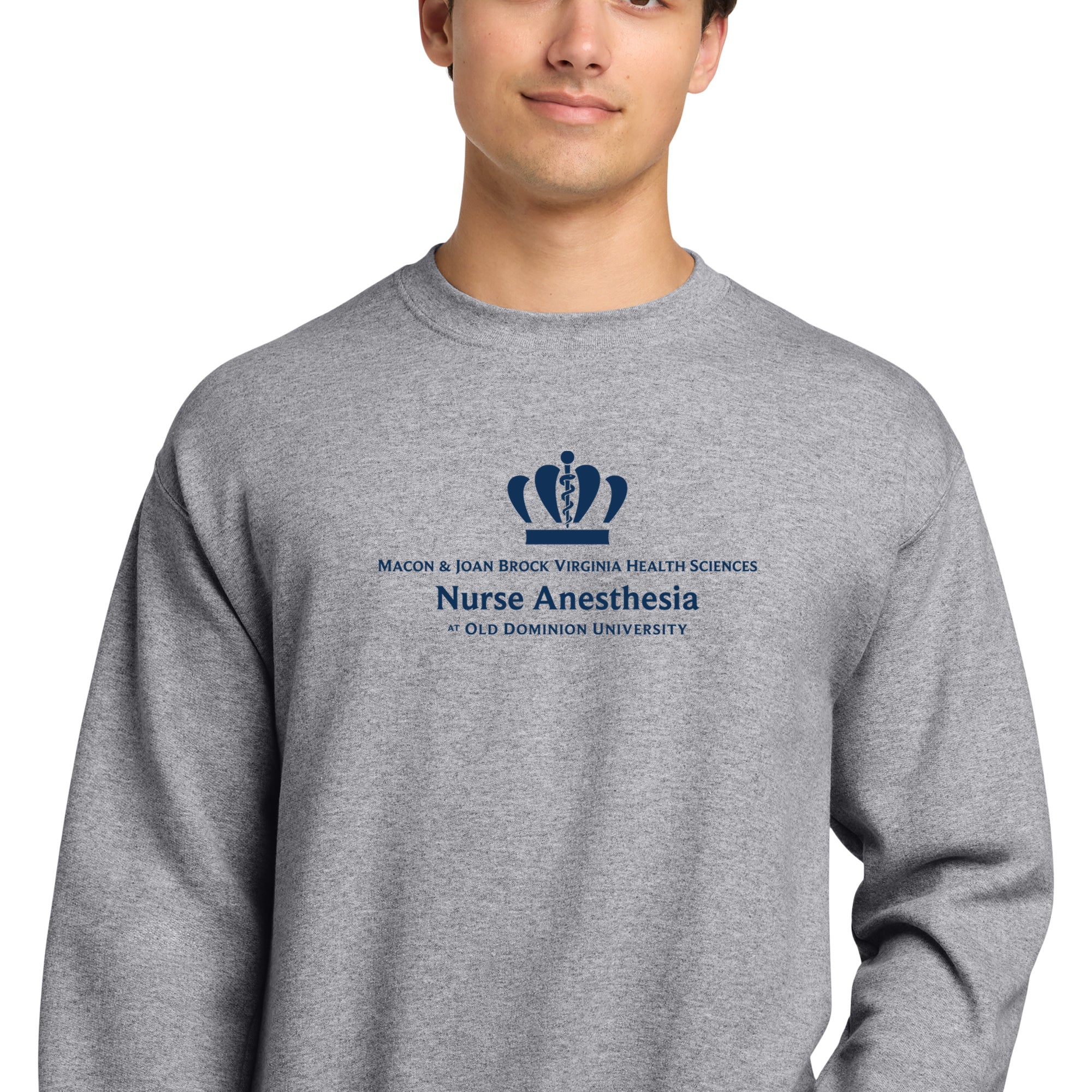Old Dominion University, Full Logo, Nurse Anesthesia, Heavy Blend™ Crewneck Sweatshirt - Gray