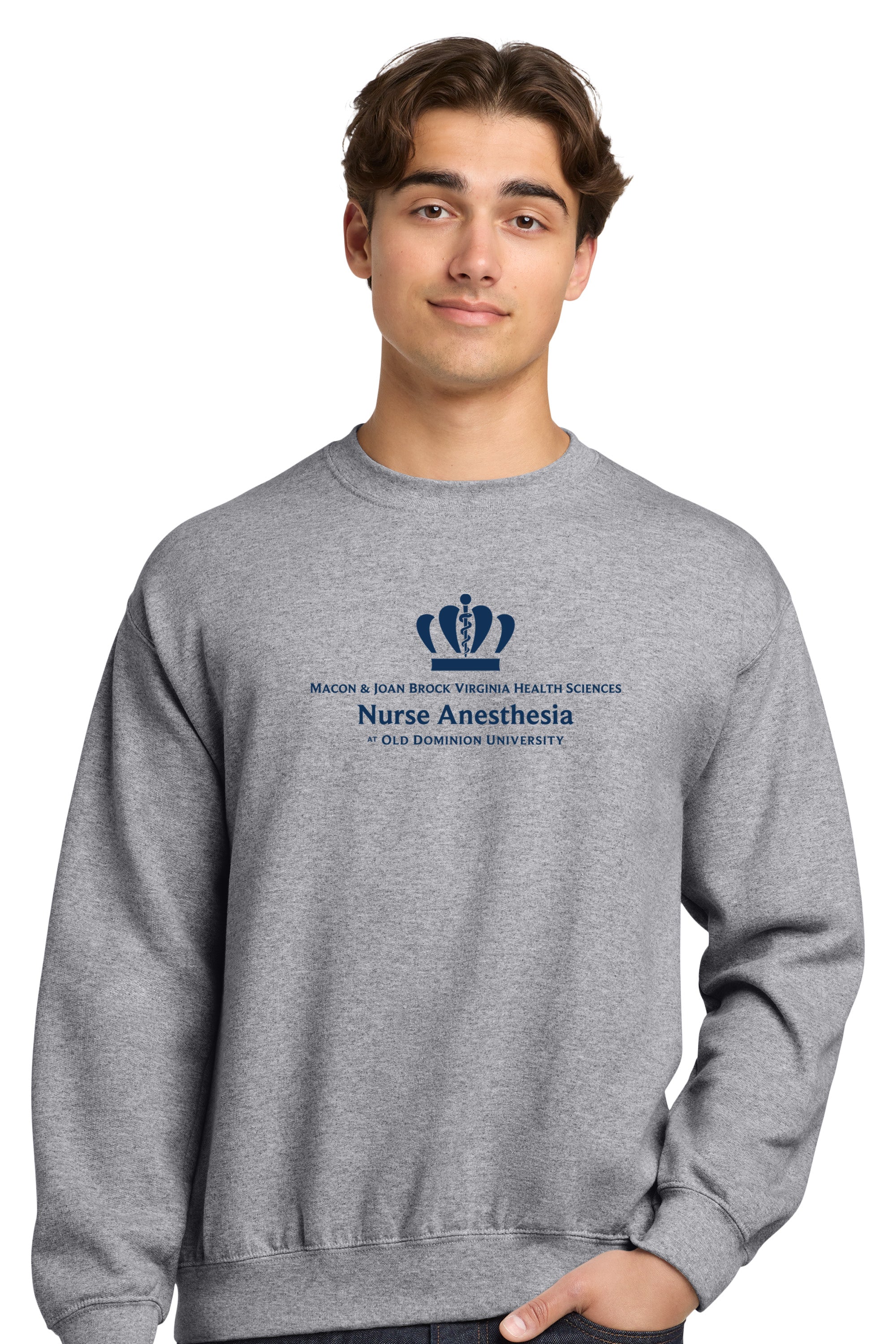 Old Dominion University, Full Logo, Nurse Anesthesia, Heavy Blend™ Crewneck Sweatshirt - Gray