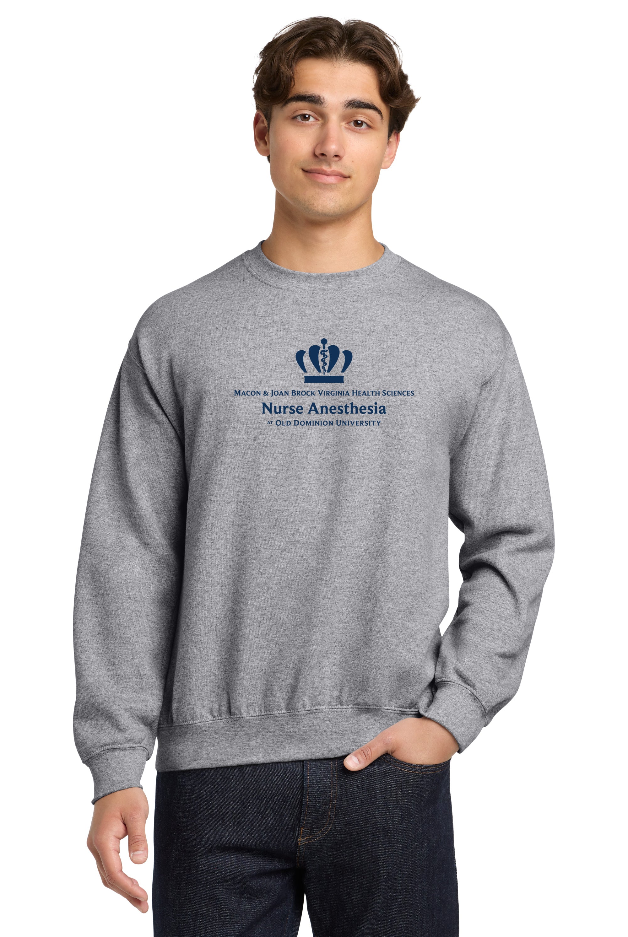 Old Dominion University, Full Logo, Nurse Anesthesia, Heavy Blend™ Crewneck Sweatshirt - Gray