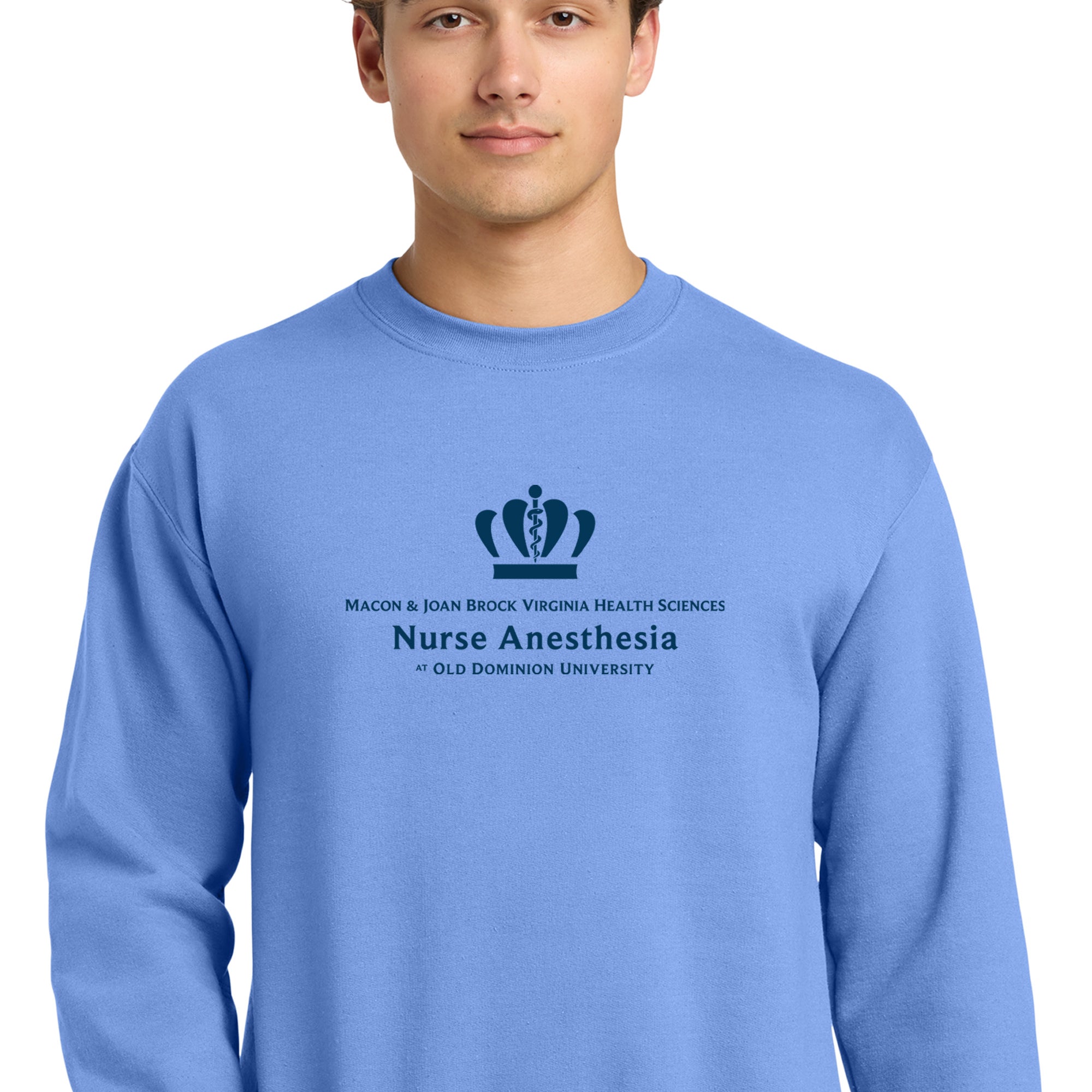 Old Dominion University, Full Logo, Nurse Anesthesia, Heavy Blend™ Crewneck Sweatshirt - Hudson Blue