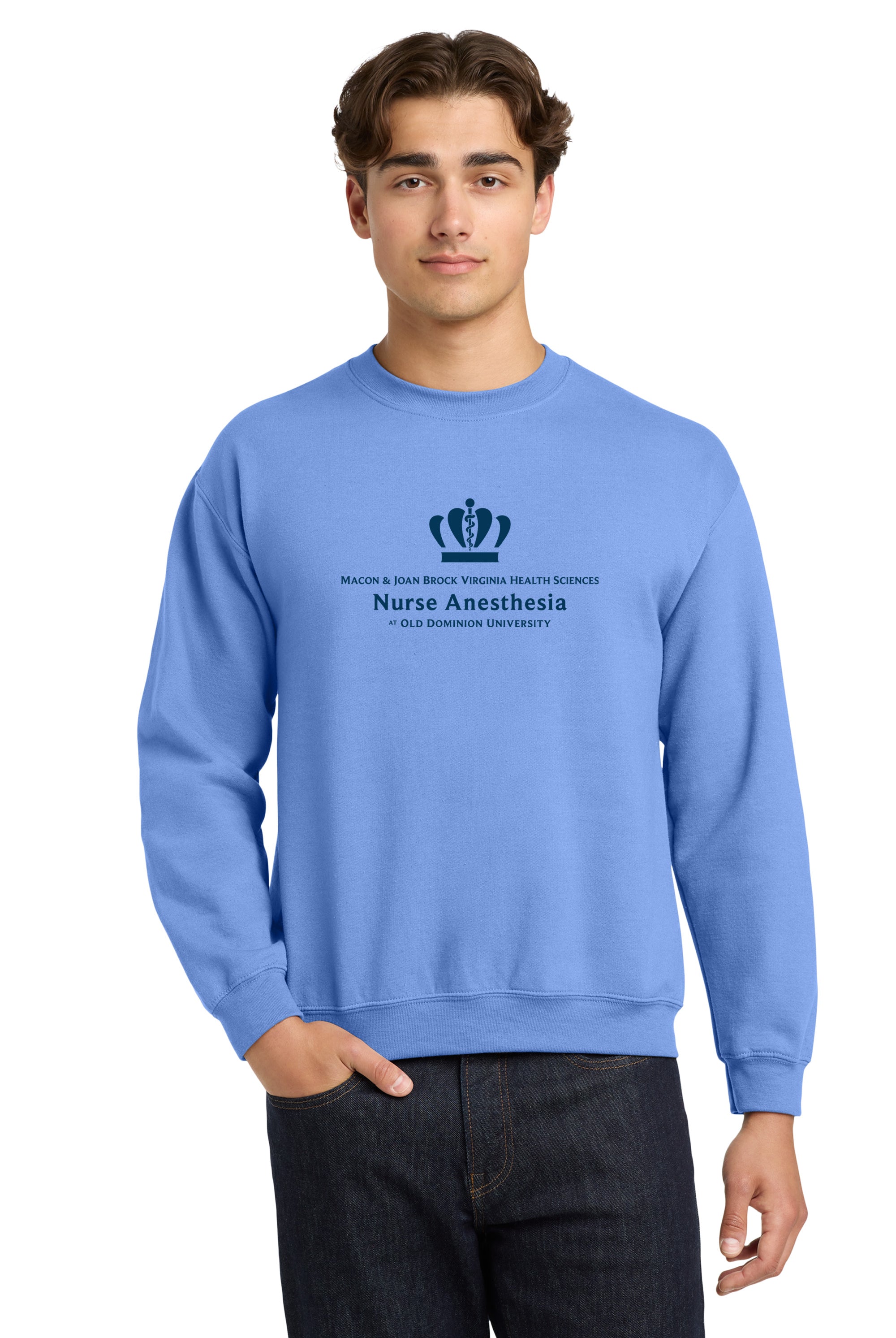 Old Dominion University, Full Logo, Nurse Anesthesia, Heavy Blend™ Crewneck Sweatshirt - Hudson Blue