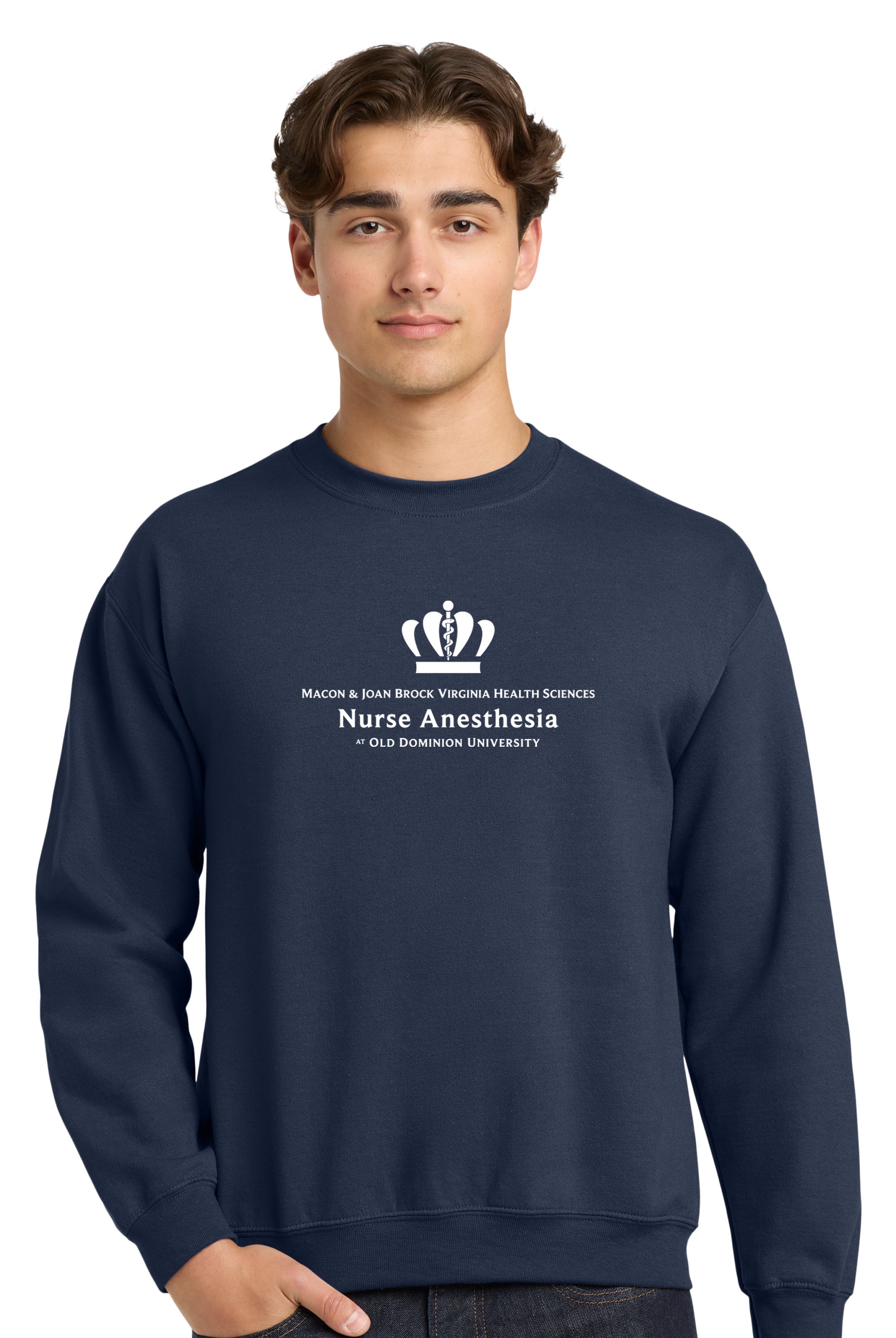 Old Dominion University, Full Logo, Nurse Anesthesia, Heavy Blend™ Crewneck Sweatshirt - Navy