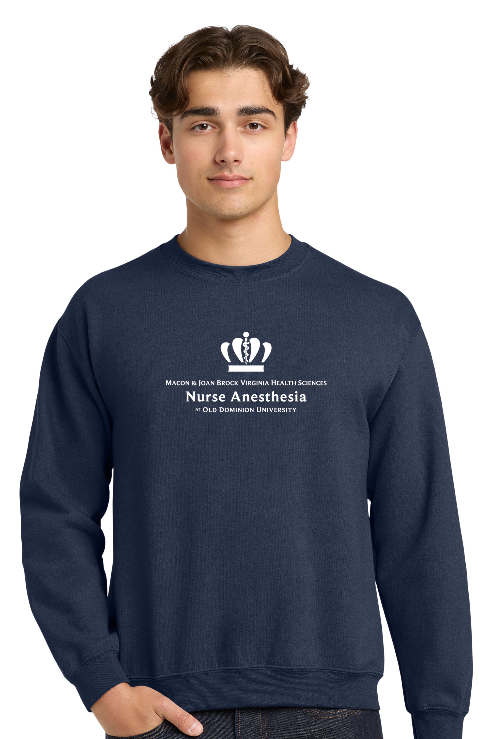 Old Dominion University, Full Logo, Nurse Anesthesia, Heavy Blend™ Crewneck Sweatshirt - Navy