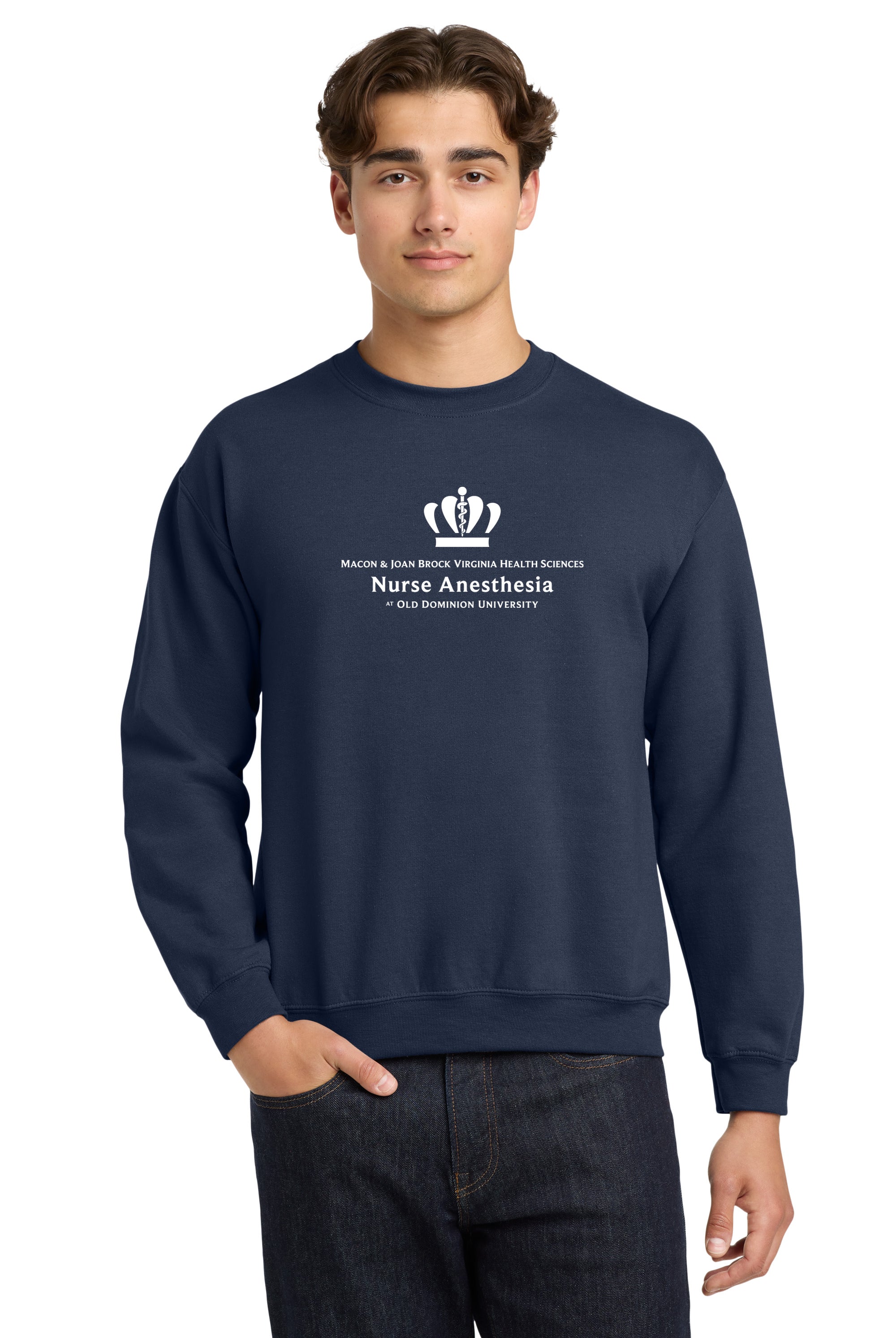 Old Dominion University, Full Logo, Nurse Anesthesia, Heavy Blend™ Crewneck Sweatshirt - Navy