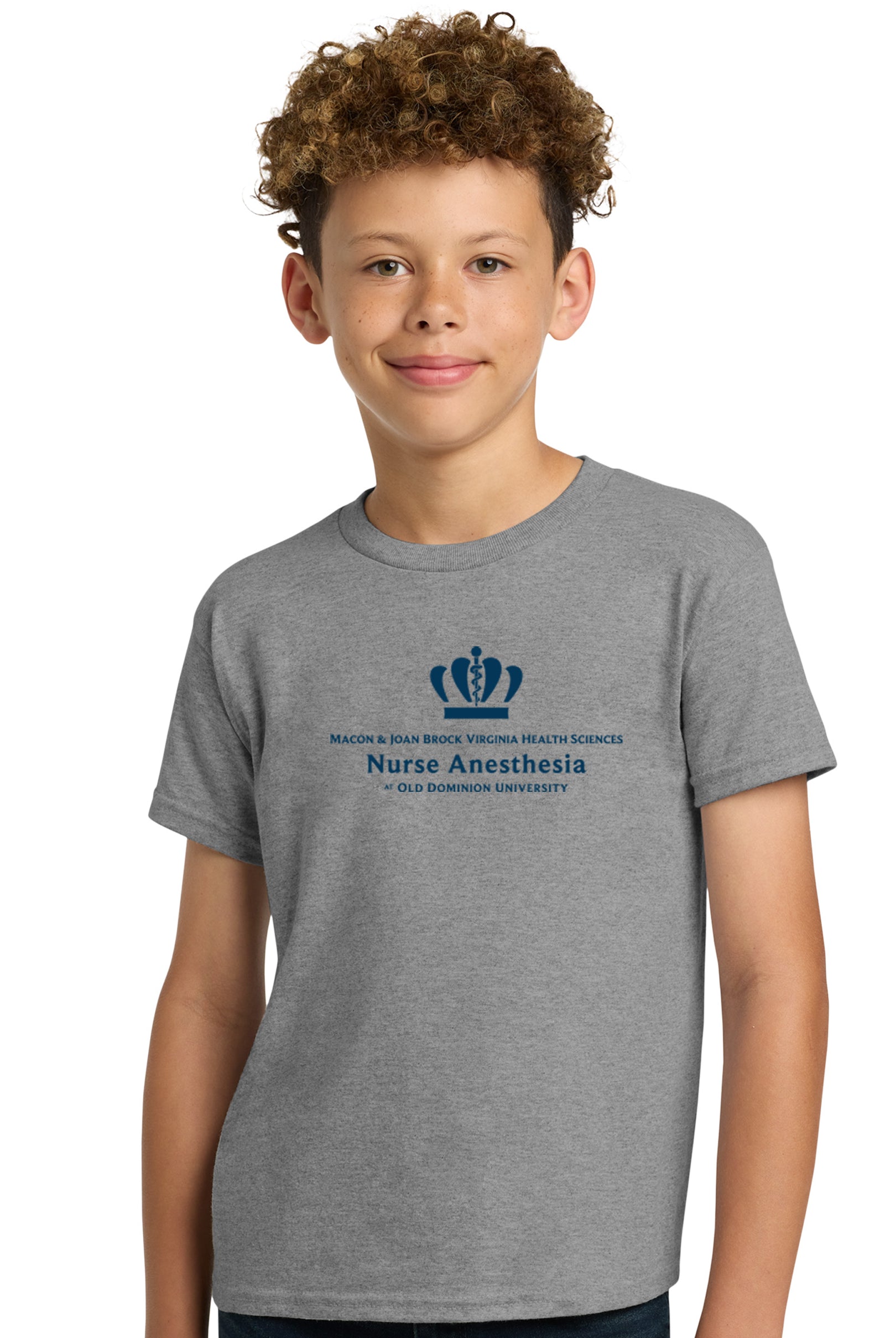 Old Dominion University, Full Logo, Nurse Anesthesia, Youth Heavy Cotton™ 100% Cotton T-Shirt - Sport Gray
