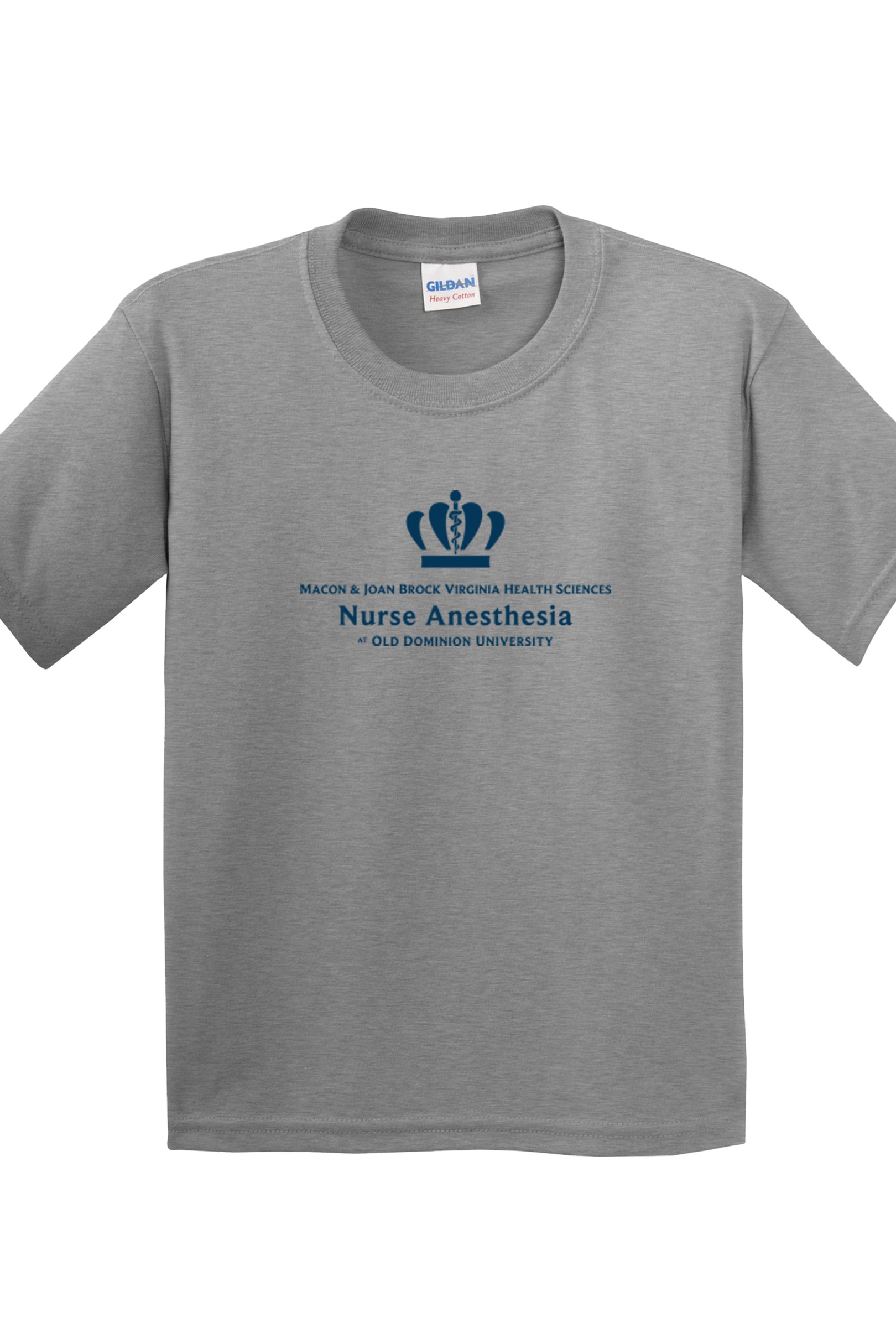 Old Dominion University, Full Logo, Nurse Anesthesia, Youth Heavy Cotton™ 100% Cotton T-Shirt - Sport Gray