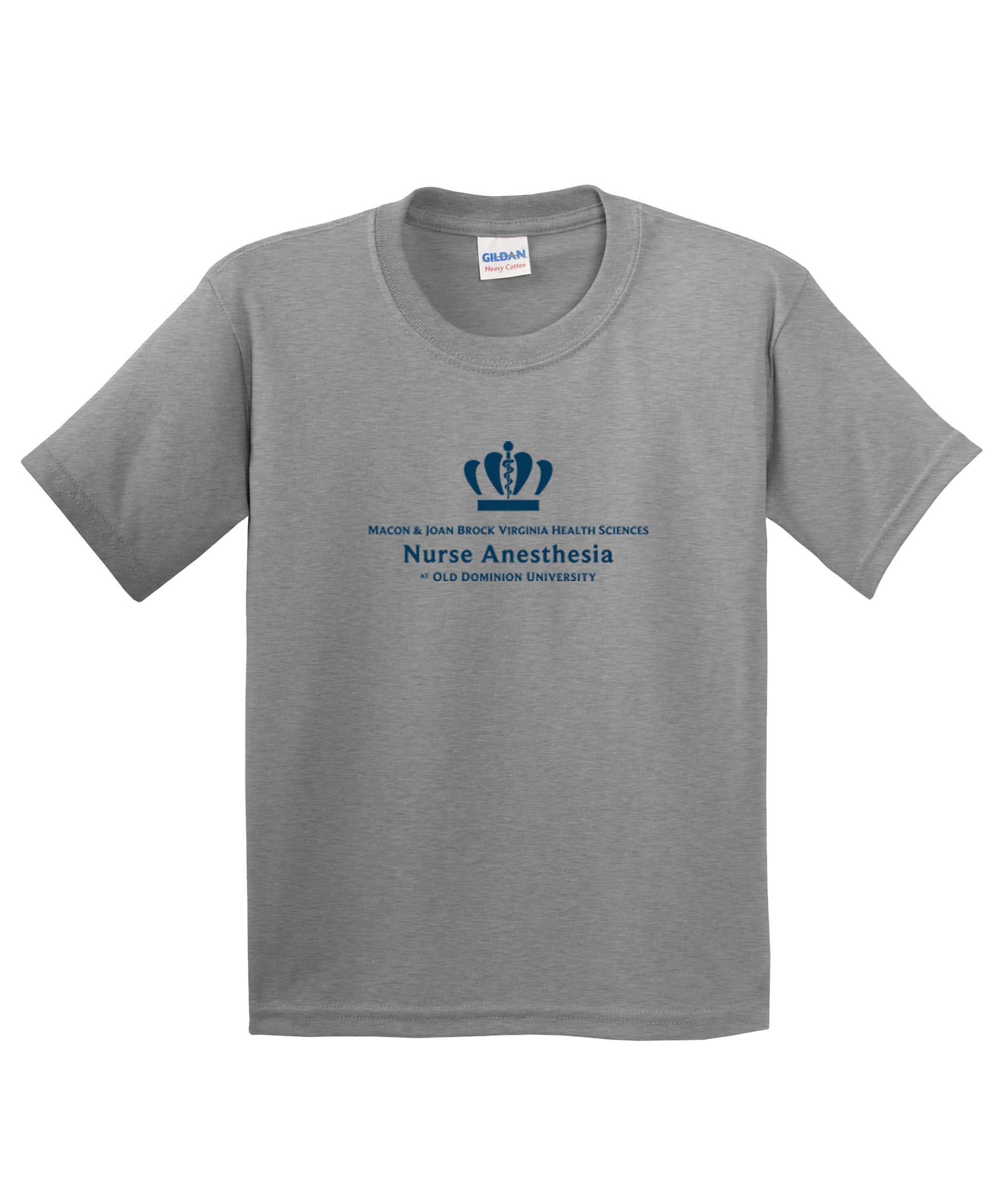 Old Dominion University, Full Logo, Nurse Anesthesia, Youth Heavy Cotton™ 100% Cotton T-Shirt - Sport Gray