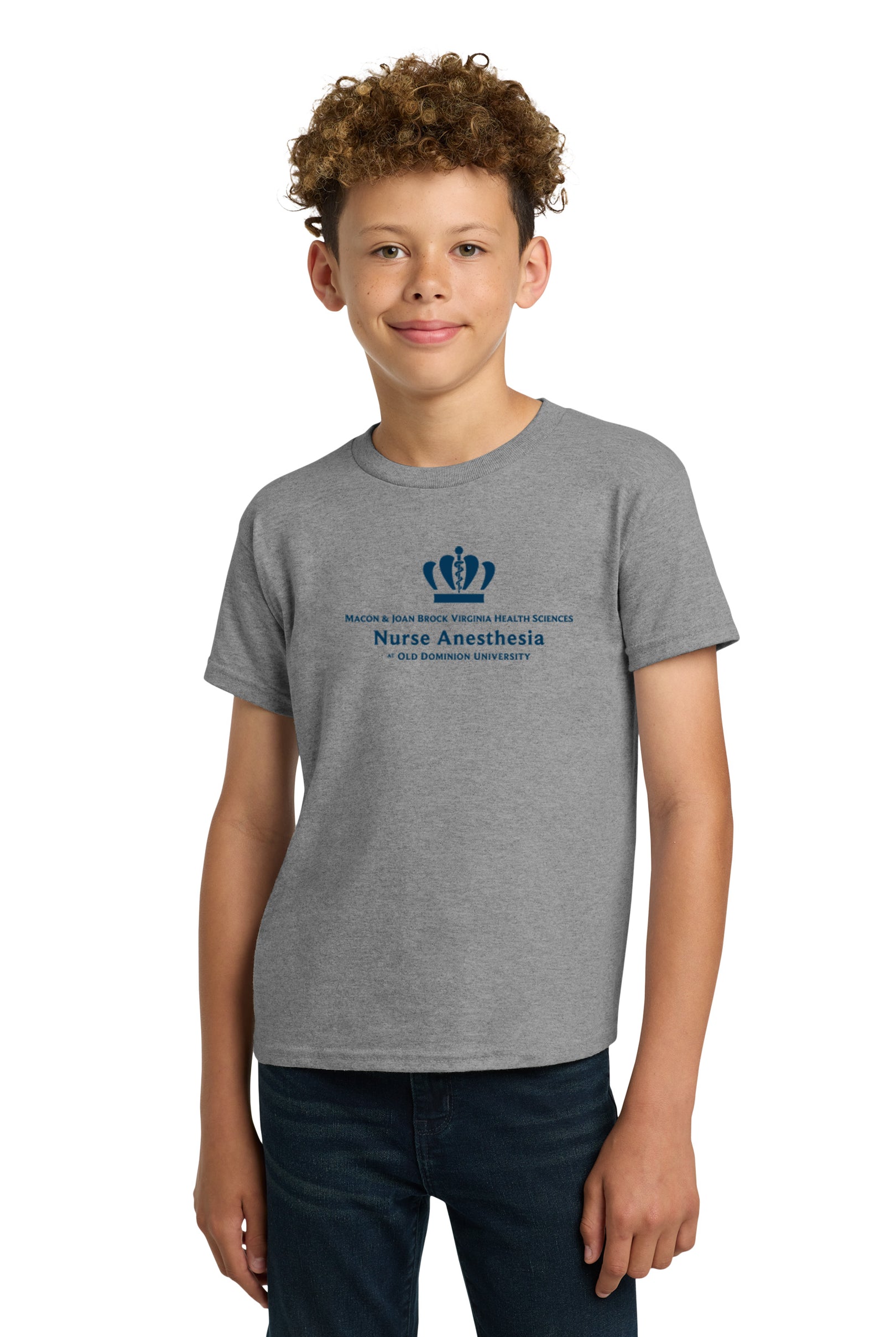 Old Dominion University, Full Logo, Nurse Anesthesia, Youth Heavy Cotton™ 100% Cotton T-Shirt - Sport Gray