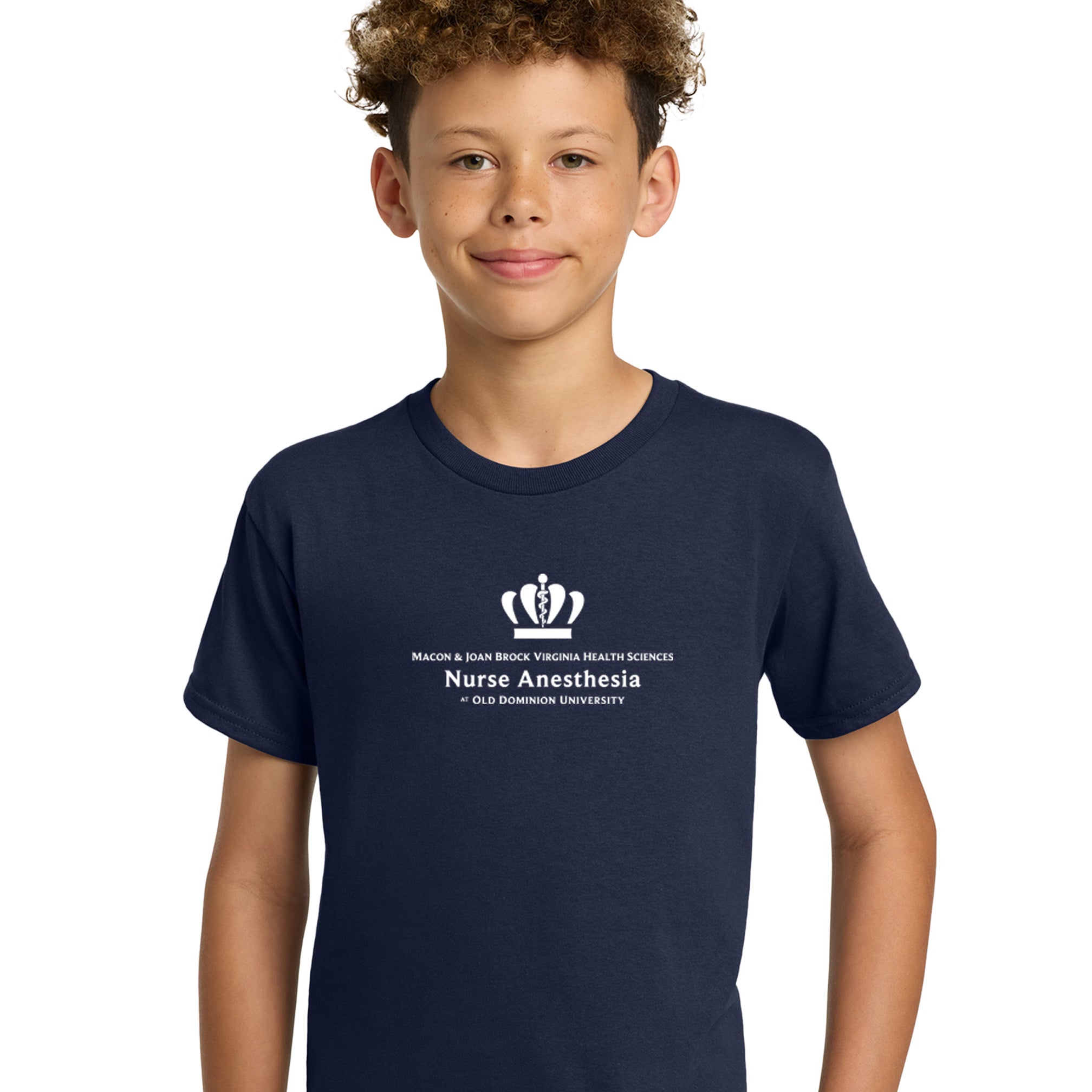 Old Dominion University, Full Logo, Nurse Anesthesia, Youth Heavy Cotton™ 100% Cotton T-Shirt - Navy