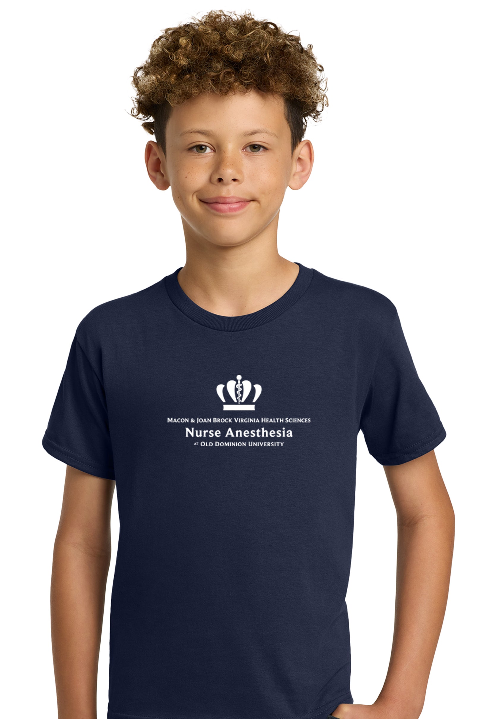 Old Dominion University, Full Logo, Nurse Anesthesia, Youth Heavy Cotton™ 100% Cotton T-Shirt - Navy
