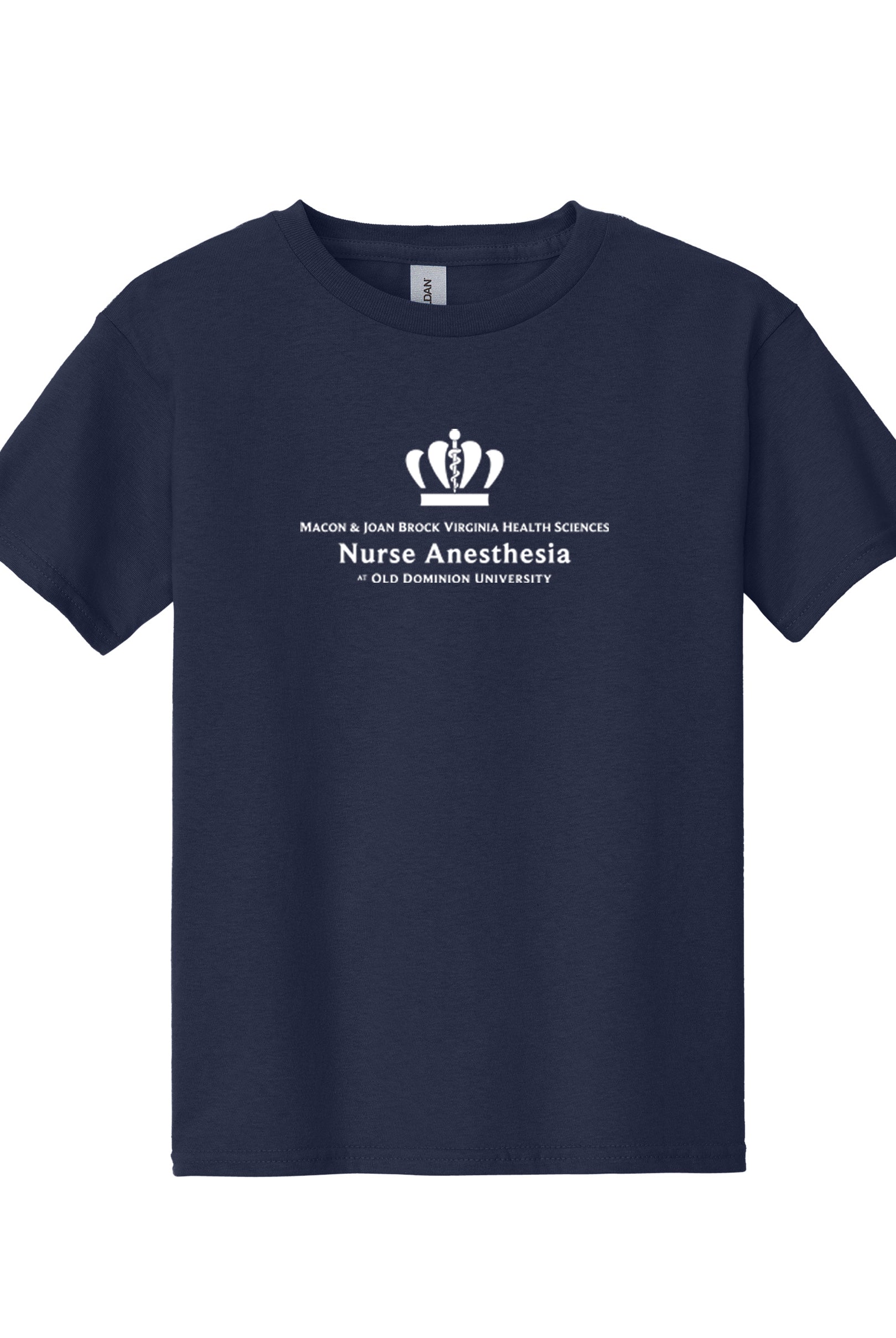 Old Dominion University, Full Logo, Nurse Anesthesia, Youth Heavy Cotton™ 100% Cotton T-Shirt - Navy