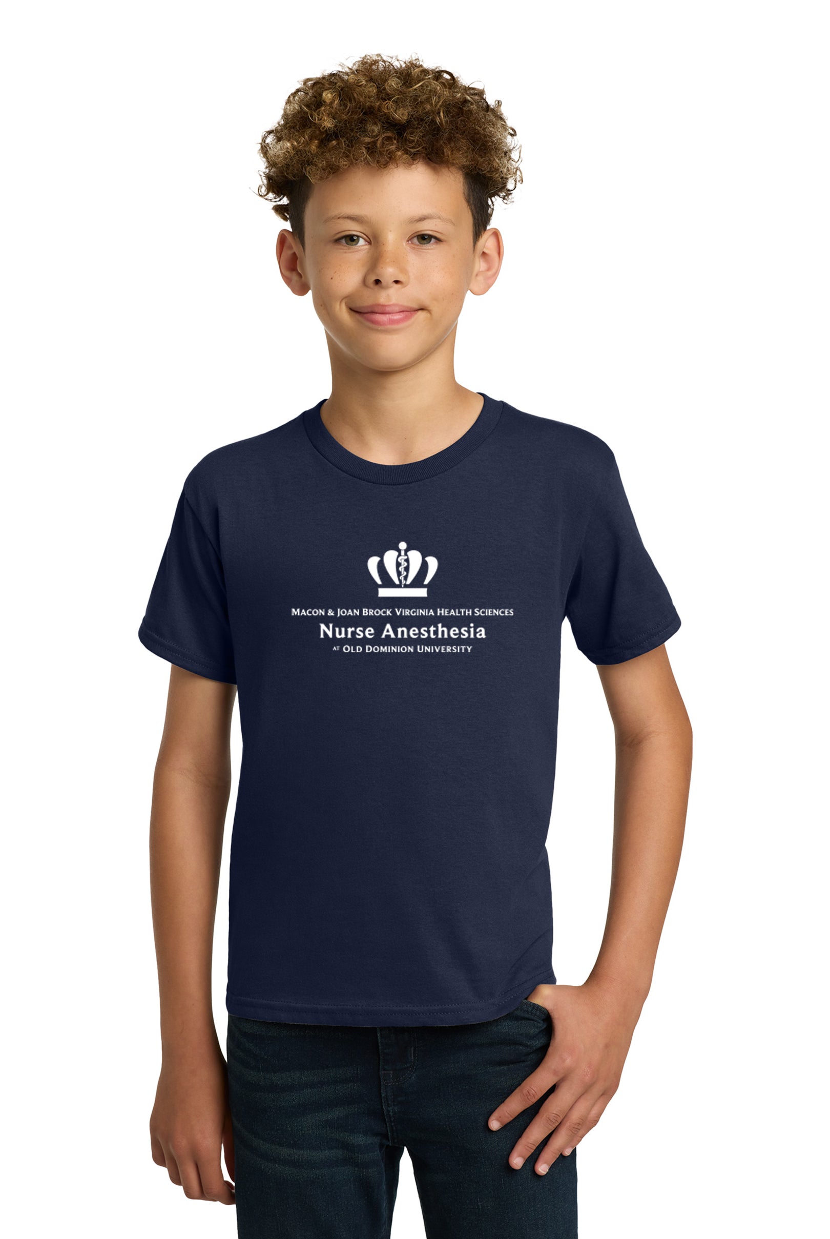 Old Dominion University, Full Logo, Nurse Anesthesia, Youth Heavy Cotton™ 100% Cotton T-Shirt - Navy