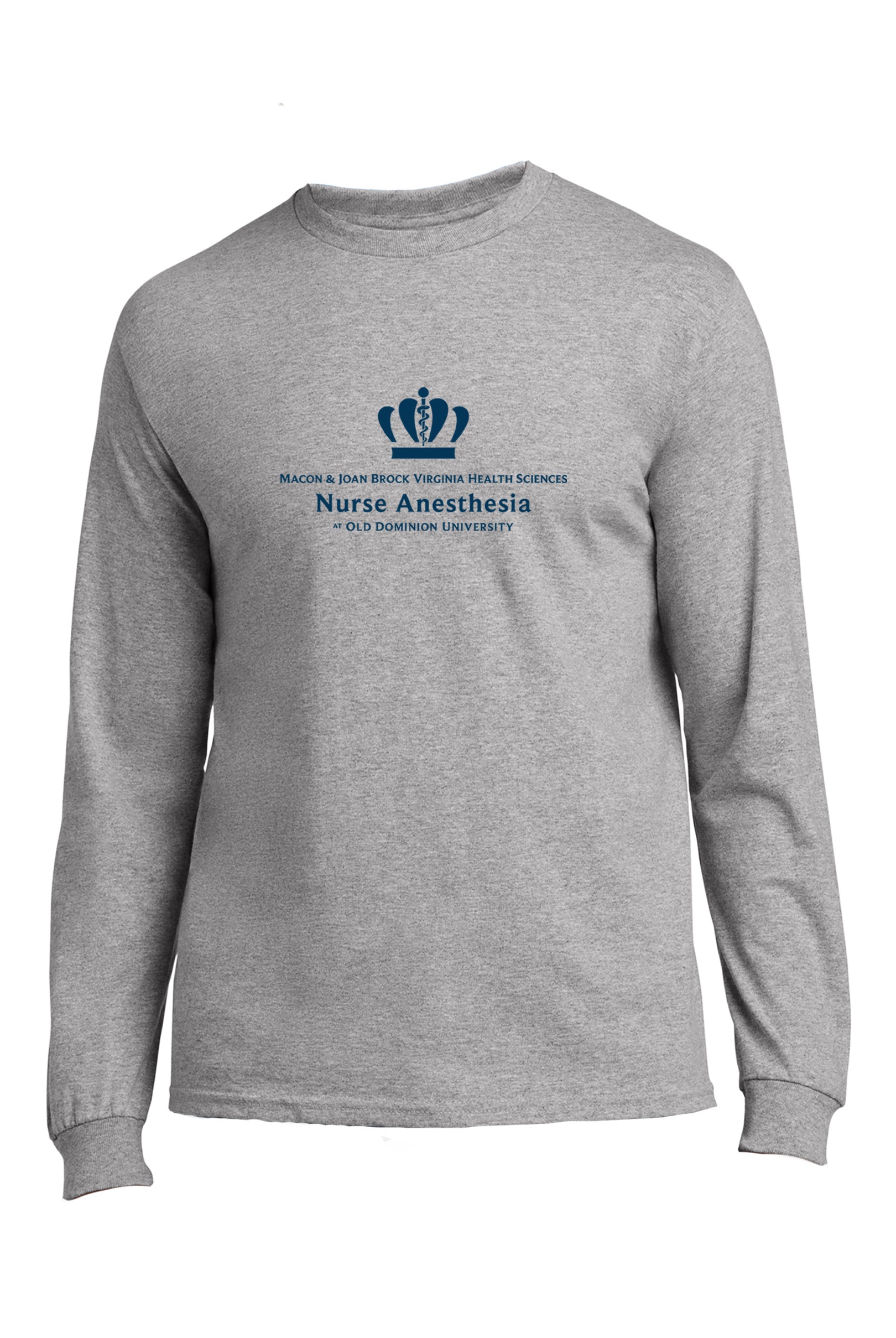 Old Dominion University, Full Logo, Nurse Anesthesia, Heavy Cotton™ 100% Cotton Long Sleeve T-Shirt - Gray