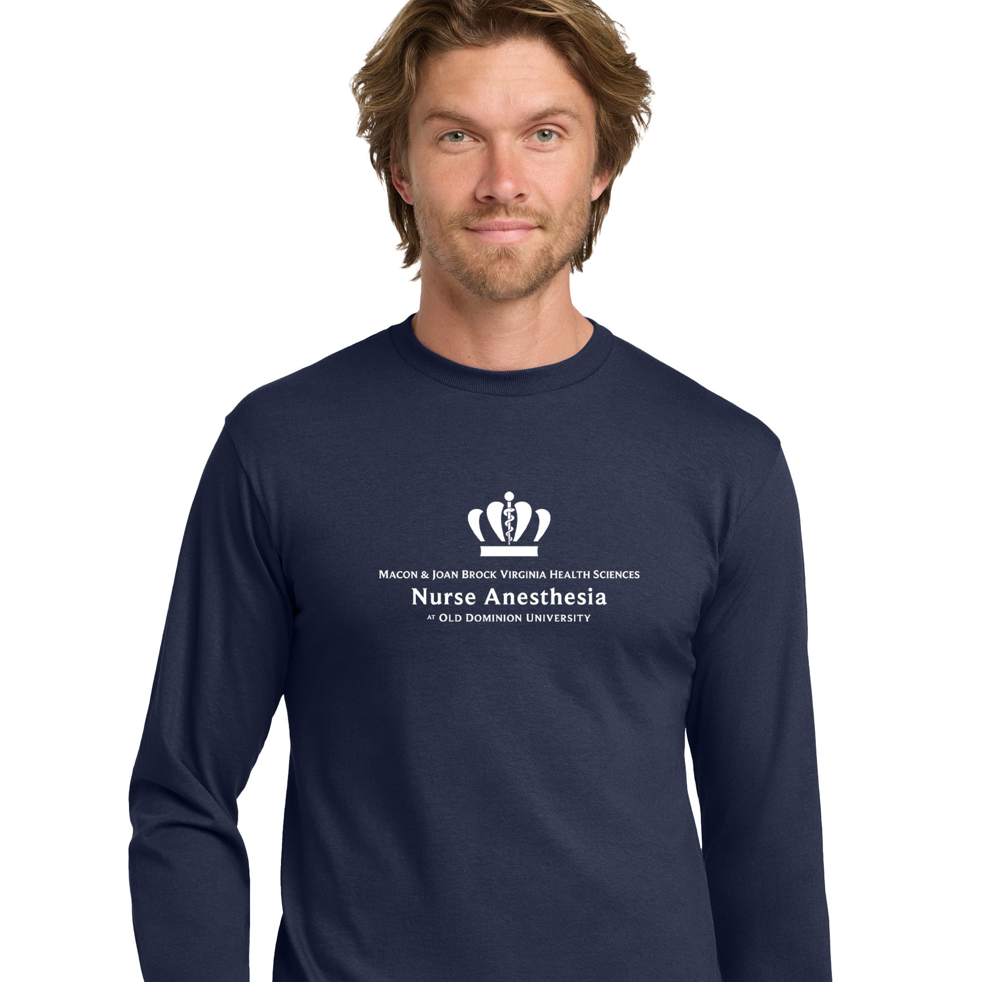 Old Dominion University, Full Logo, Nurse Anesthesia, Heavy Cotton™ 100% Cotton Long Sleeve T-Shirt - Navy