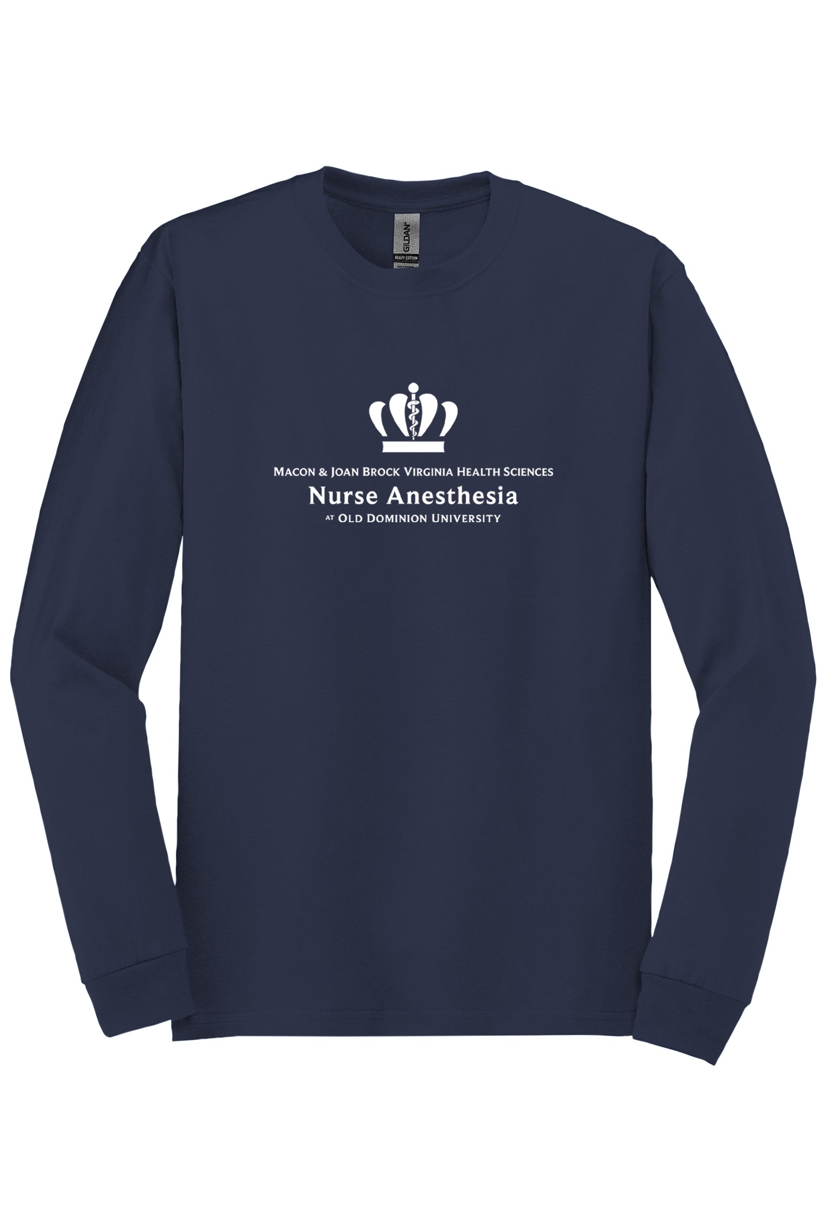 Old Dominion University, Full Logo, Nurse Anesthesia, Heavy Cotton™ 100% Cotton Long Sleeve T-Shirt - Navy