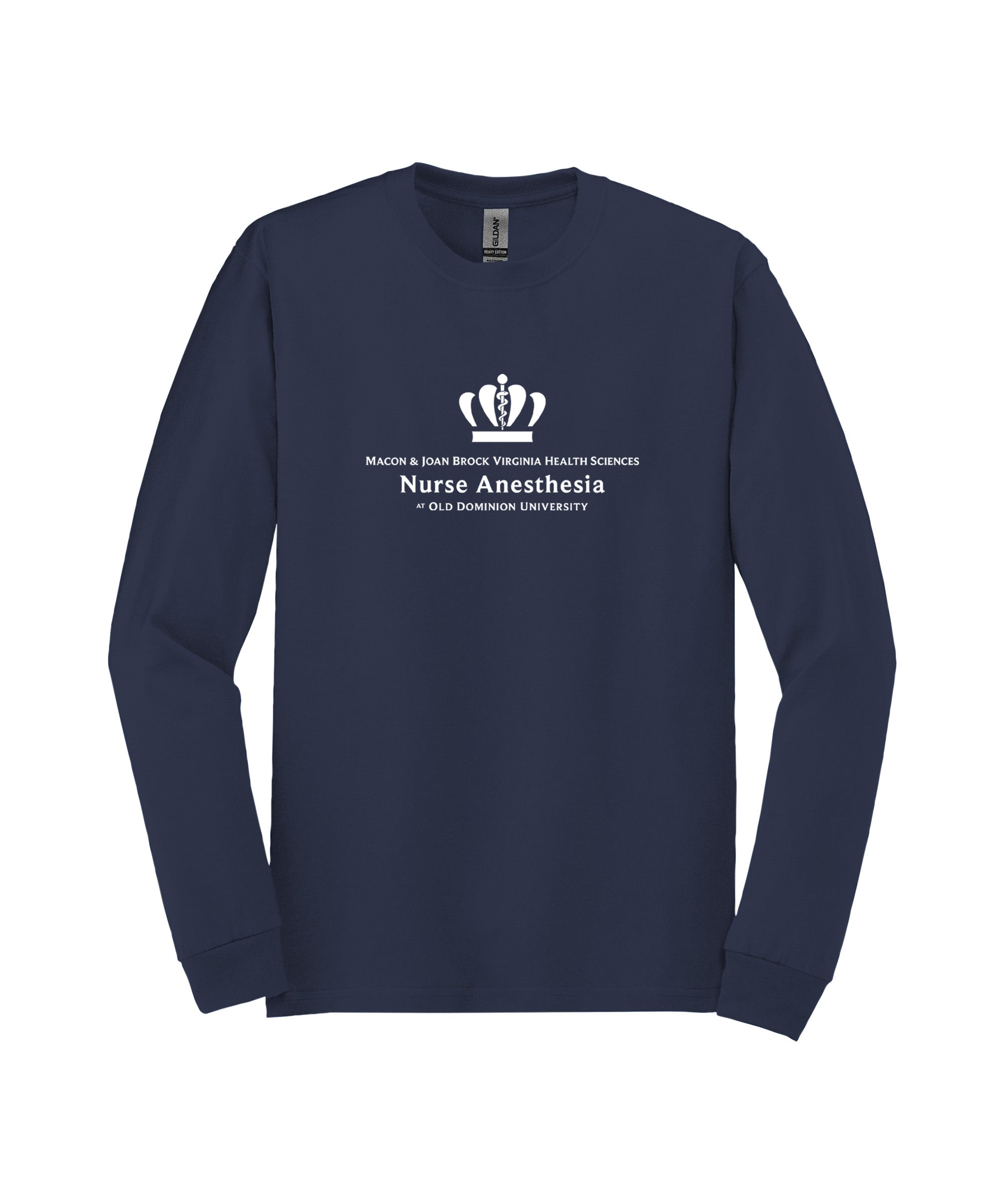 Old Dominion University, Full Logo, Nurse Anesthesia, Heavy Cotton™ 100% Cotton Long Sleeve T-Shirt - Navy