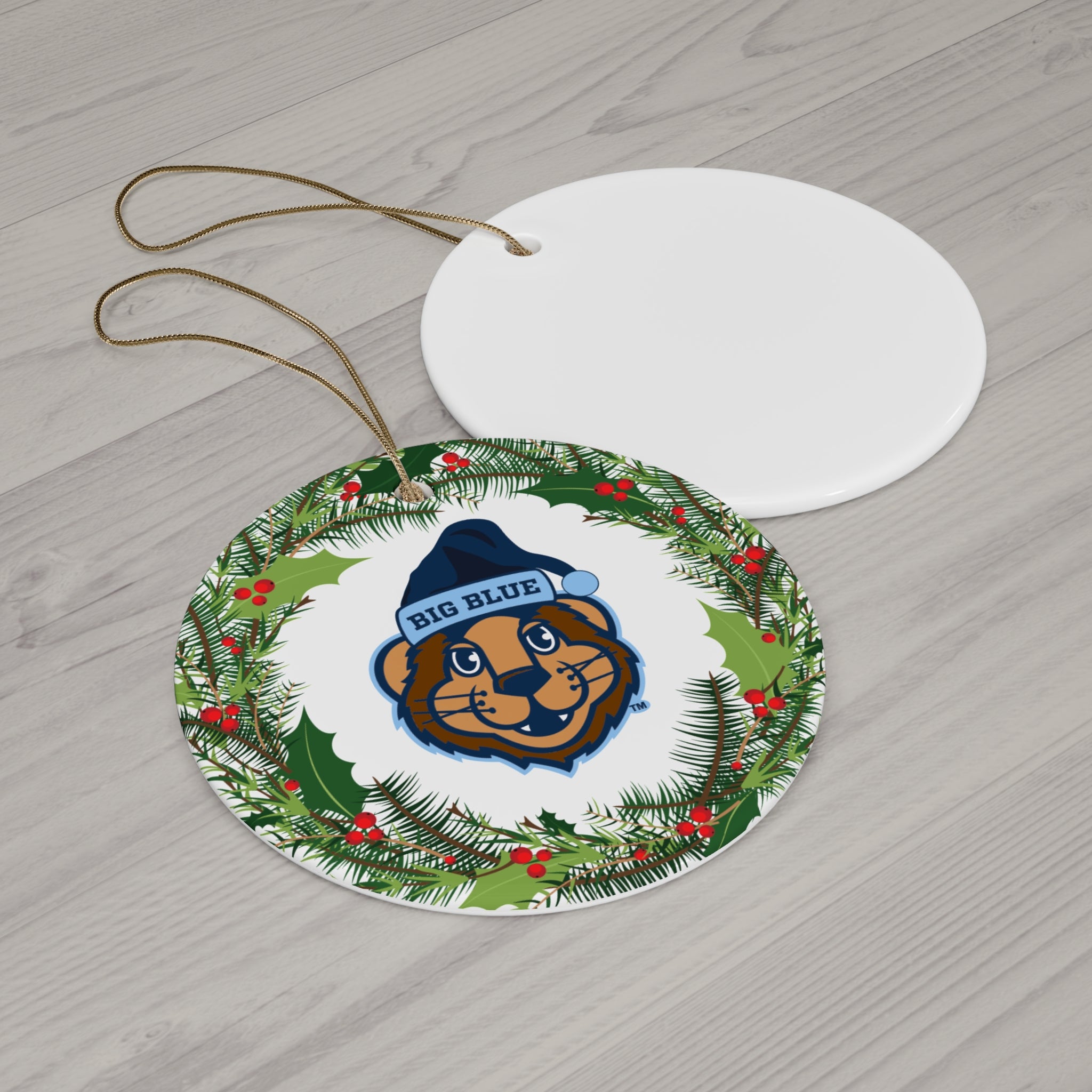 ODU, Big Red Santa, Ceramic Ornament, Circle