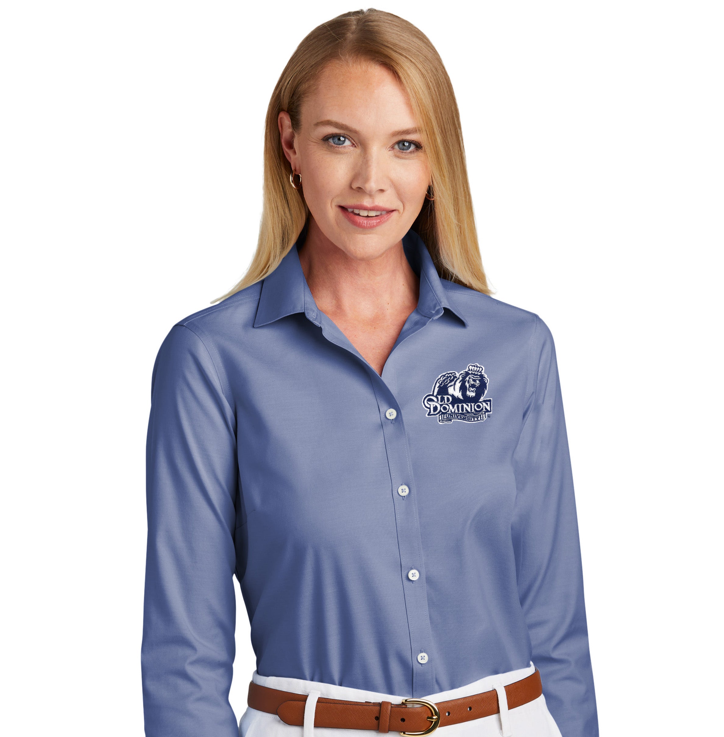 Old Dominion University, Brooks Brothers® Women’s Wrinkle-Free Stretch Pinpoint Shirt- Cobalt Blue