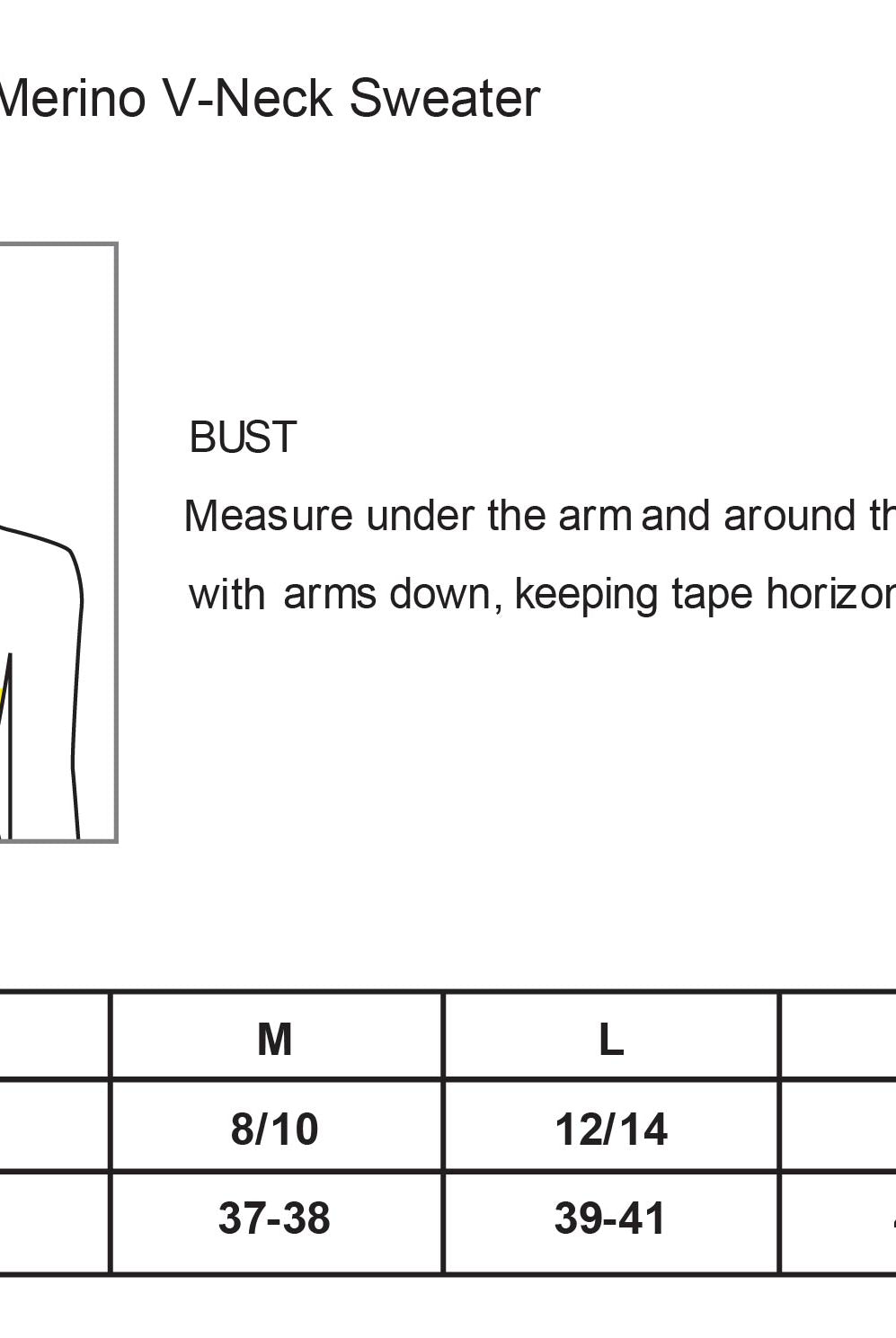 Old Dominion University, ODU Military - Military Logo, Women’s Washable Merino V-Neck Sweater - Size Chart