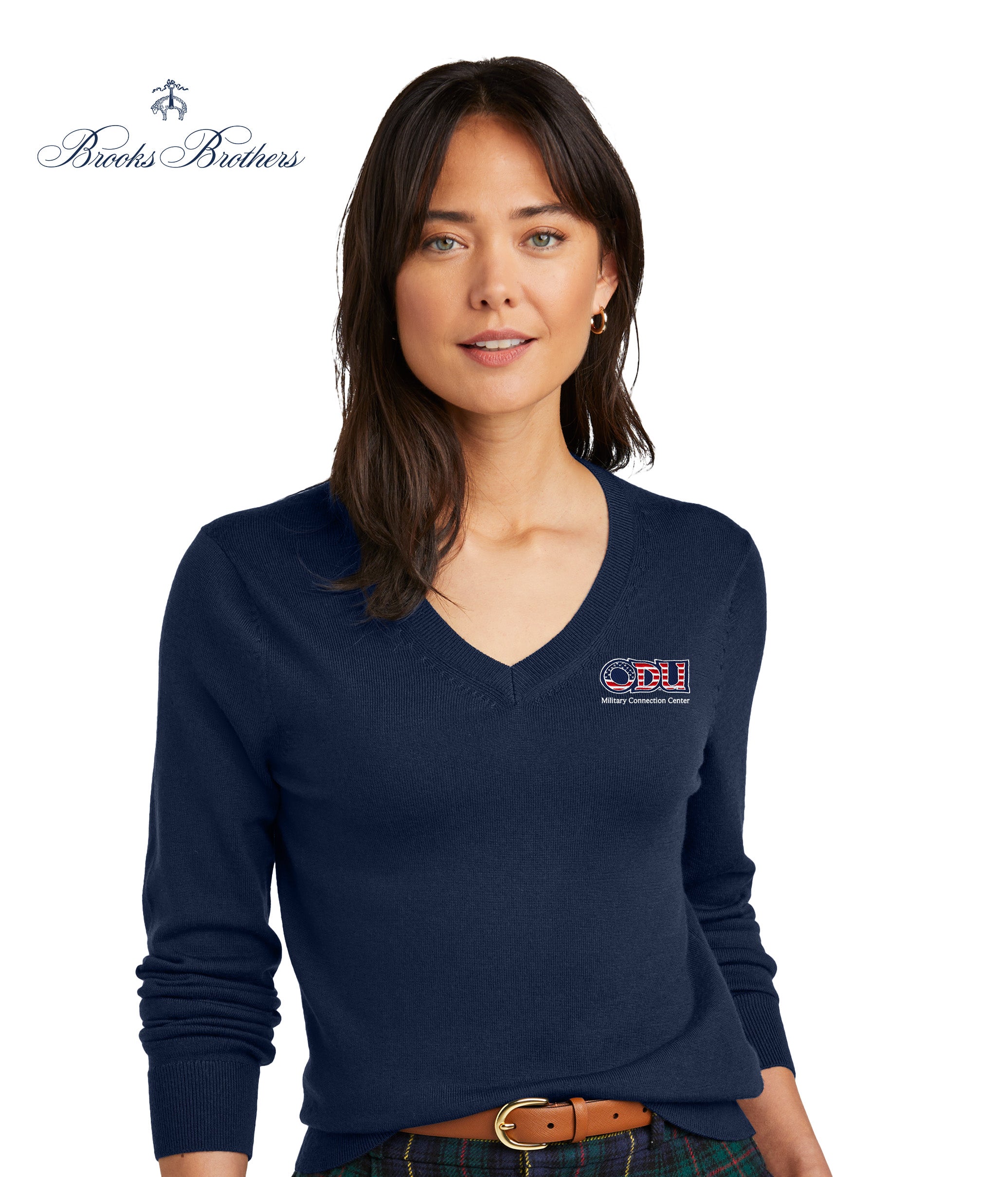 Old Dominion University, ODU Military -  Military Connection Center, Women’s Washable Merino V-Neck Sweater - Navy