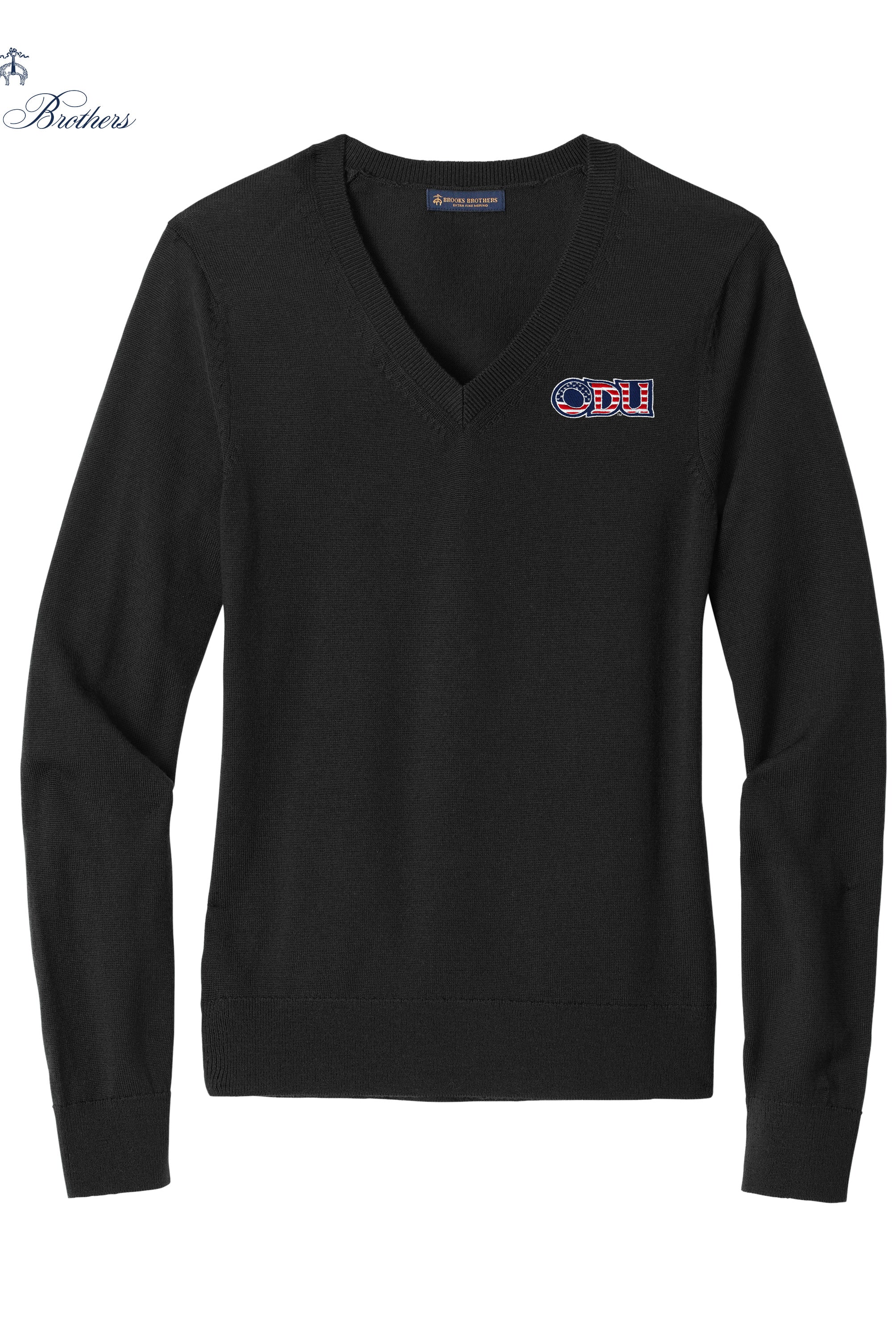 Old Dominion University, ODU Military - Military Logo, Women’s Washable Merino V-Neck Sweater - Black