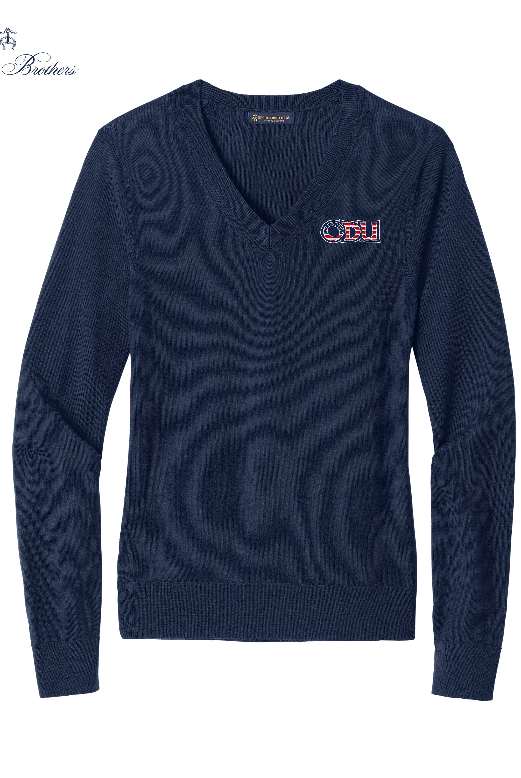 Old Dominion University, ODU Military - Military Logo, Women’s Washable Merino V-Neck Sweater - Navy