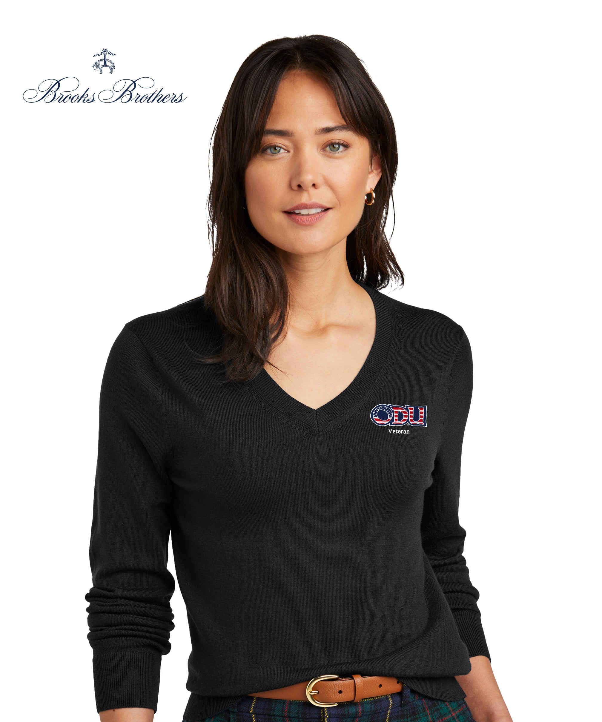 Old Dominion University, ODU Military - Veteran, Women’s Washable Merino V-Neck Sweater - Black
