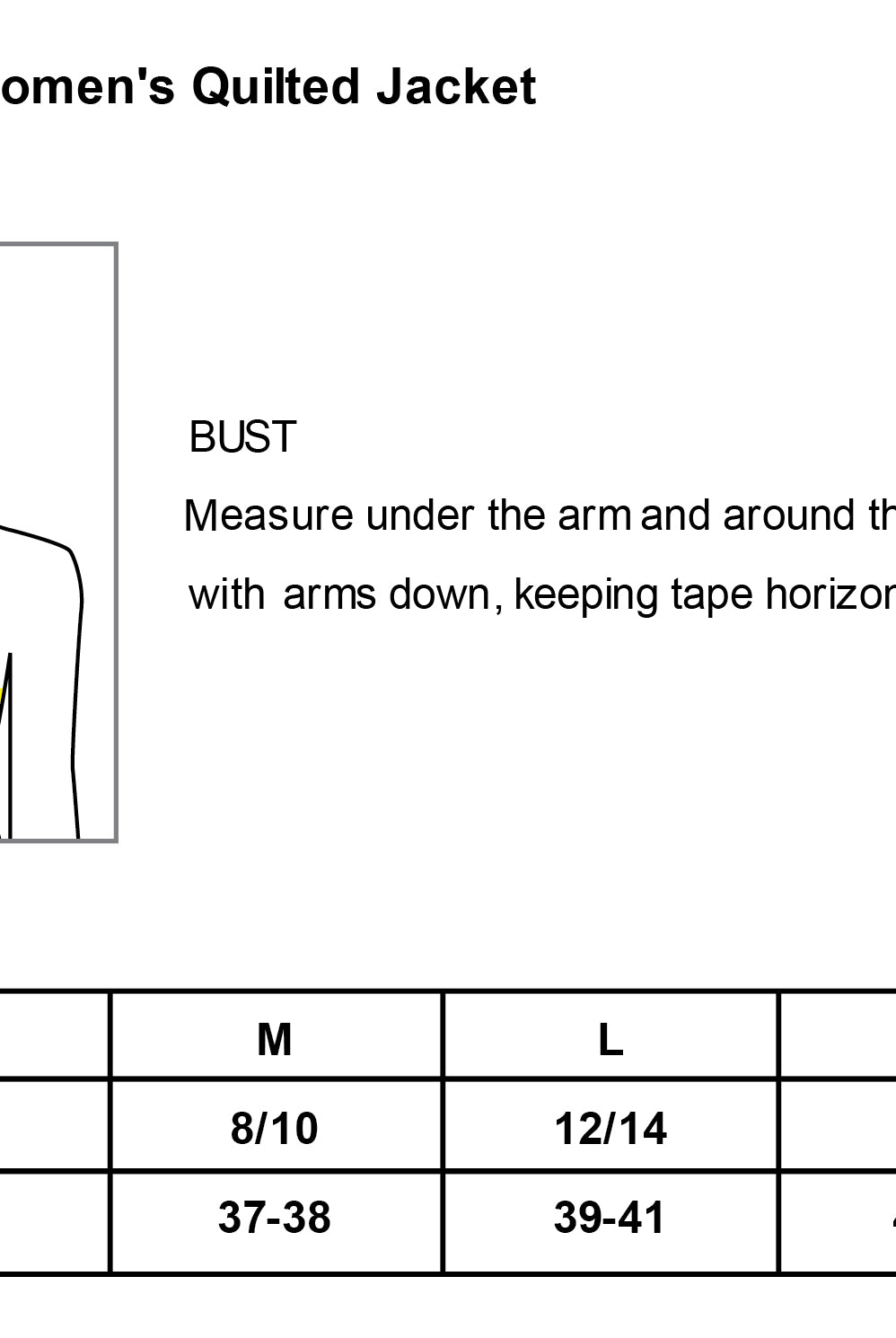 ODU Brooks Brothers® Women’s Quilted Jacket- Size Chart