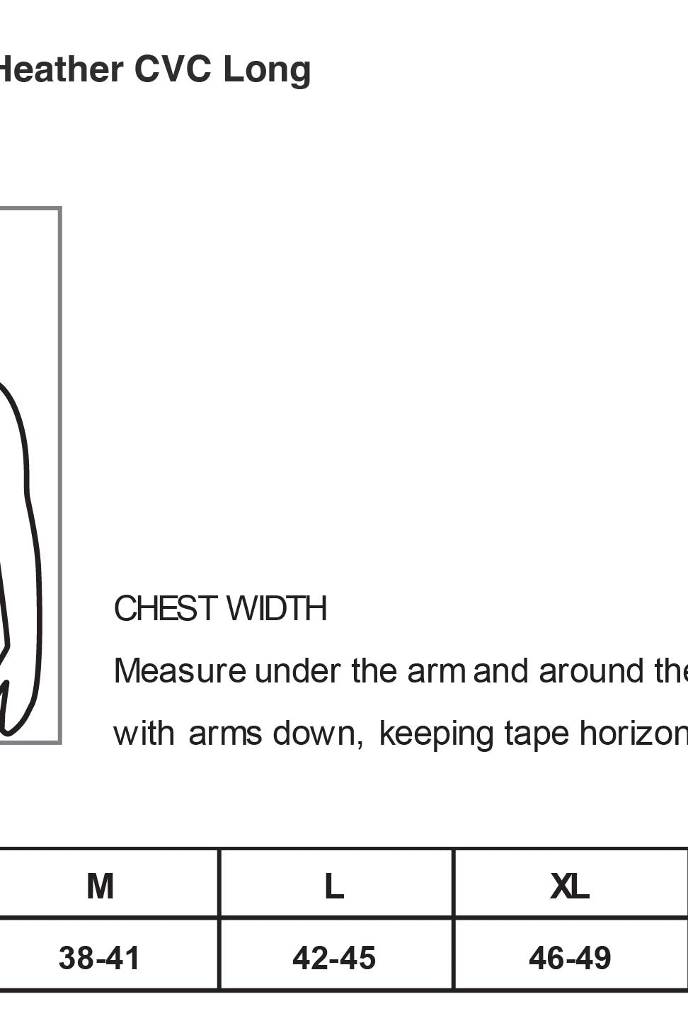 Old Dominion University, Full Logo, Nurse Anesthesia, Unisex Heather CVC Long Sleeve Tee - Size Chart