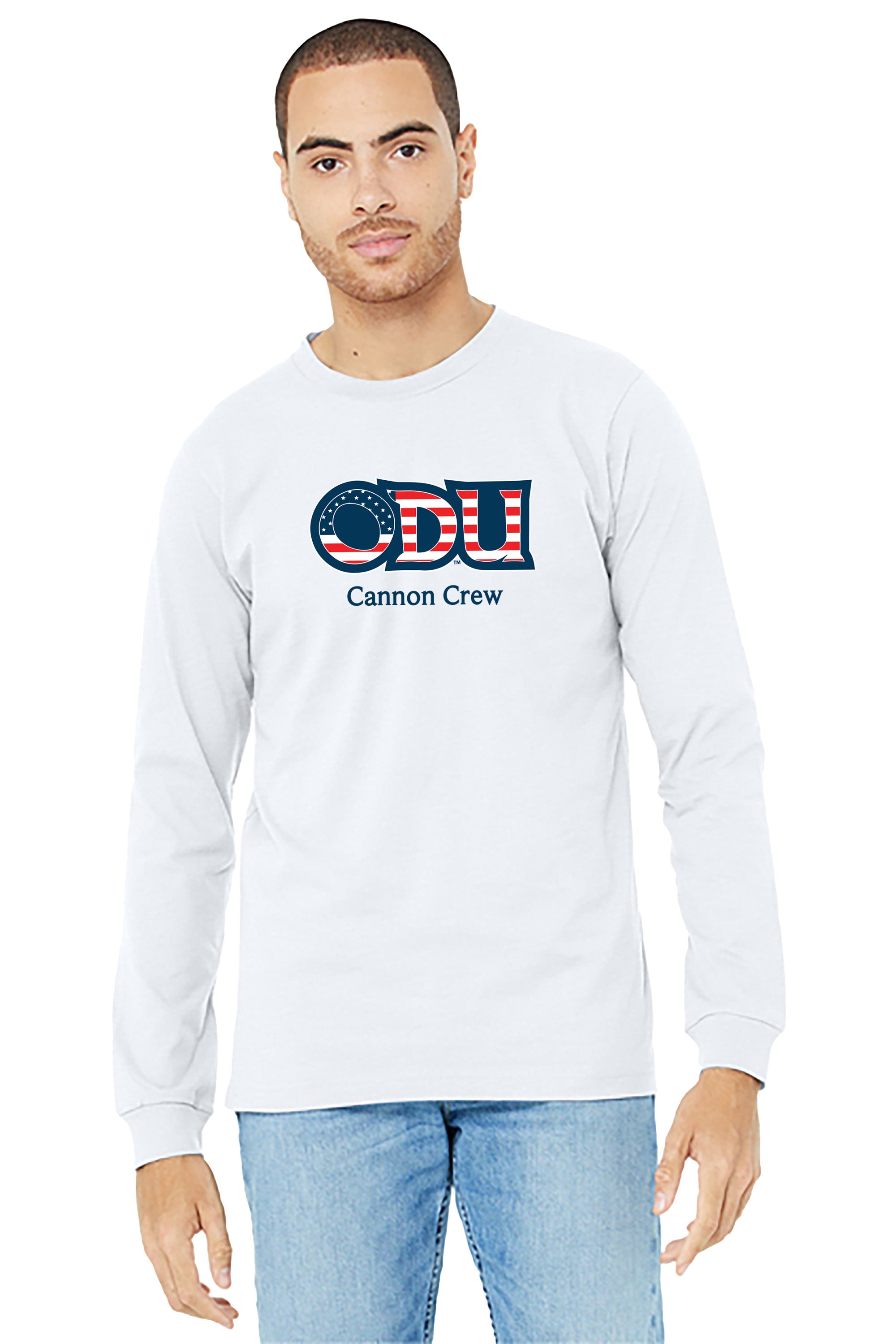 Old Dominion University, ODU Military - Cannon Crew, Unisex Jersey Long Sleeve T-Shirt - White