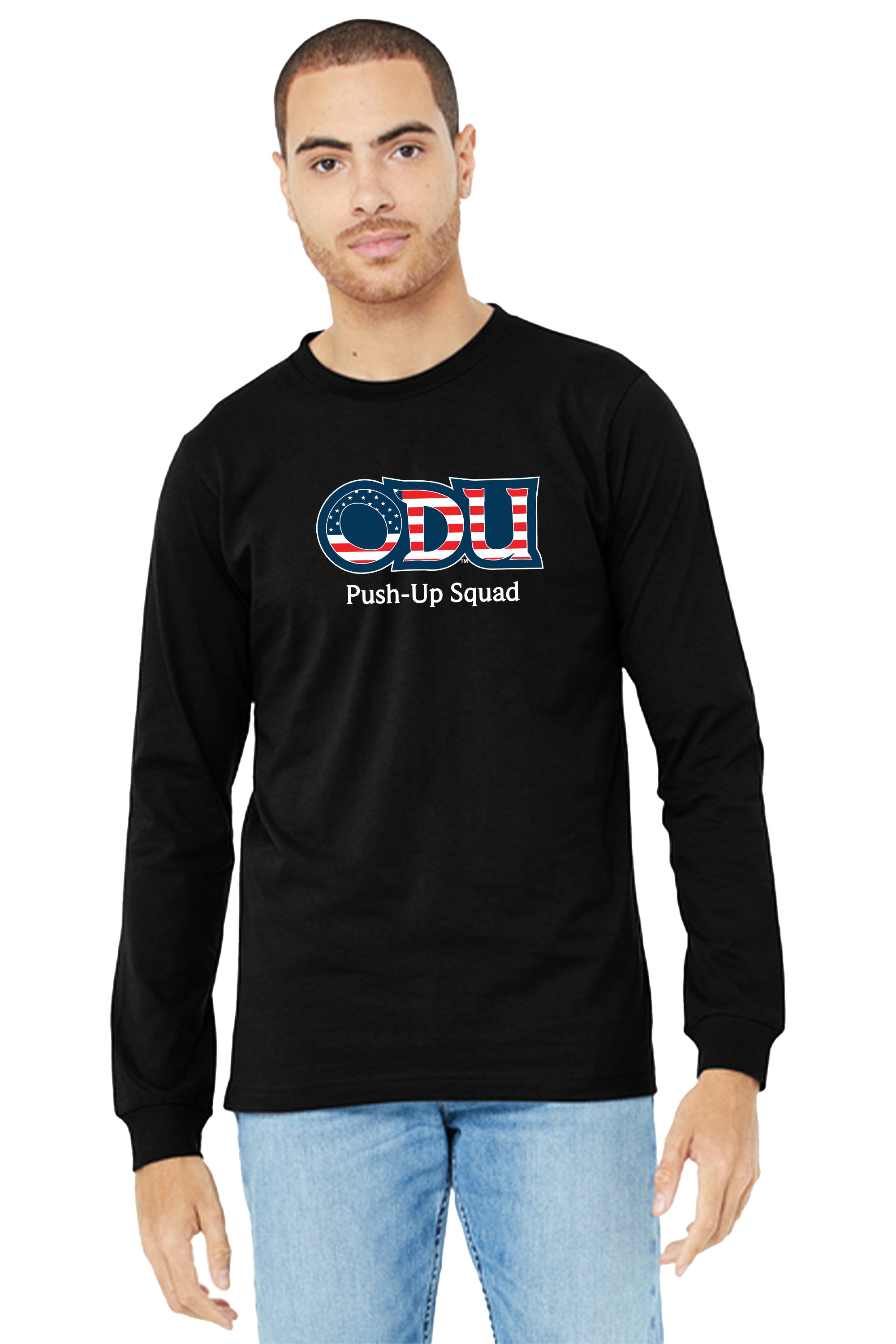 Old Dominion University, ODU Military - Push-Up Squad, Unisex Jersey Long Sleeve T-Shit - Black