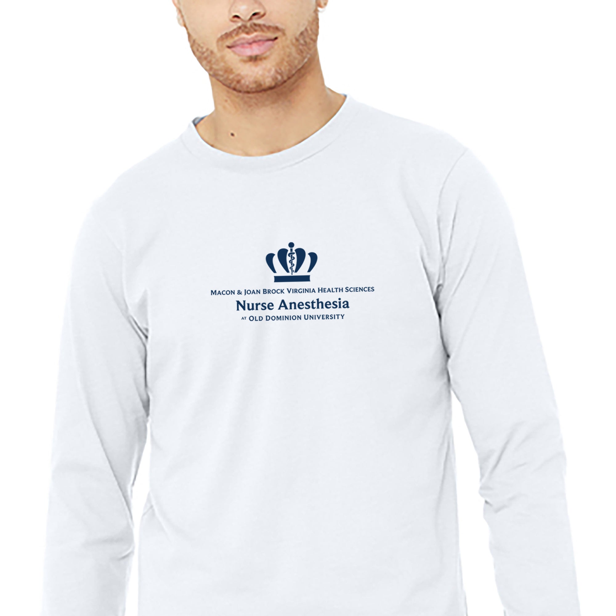 Old Dominion University, Full Logo, Nurse Anesthesia, Unisex Heather CVC Long Sleeve Tee - White