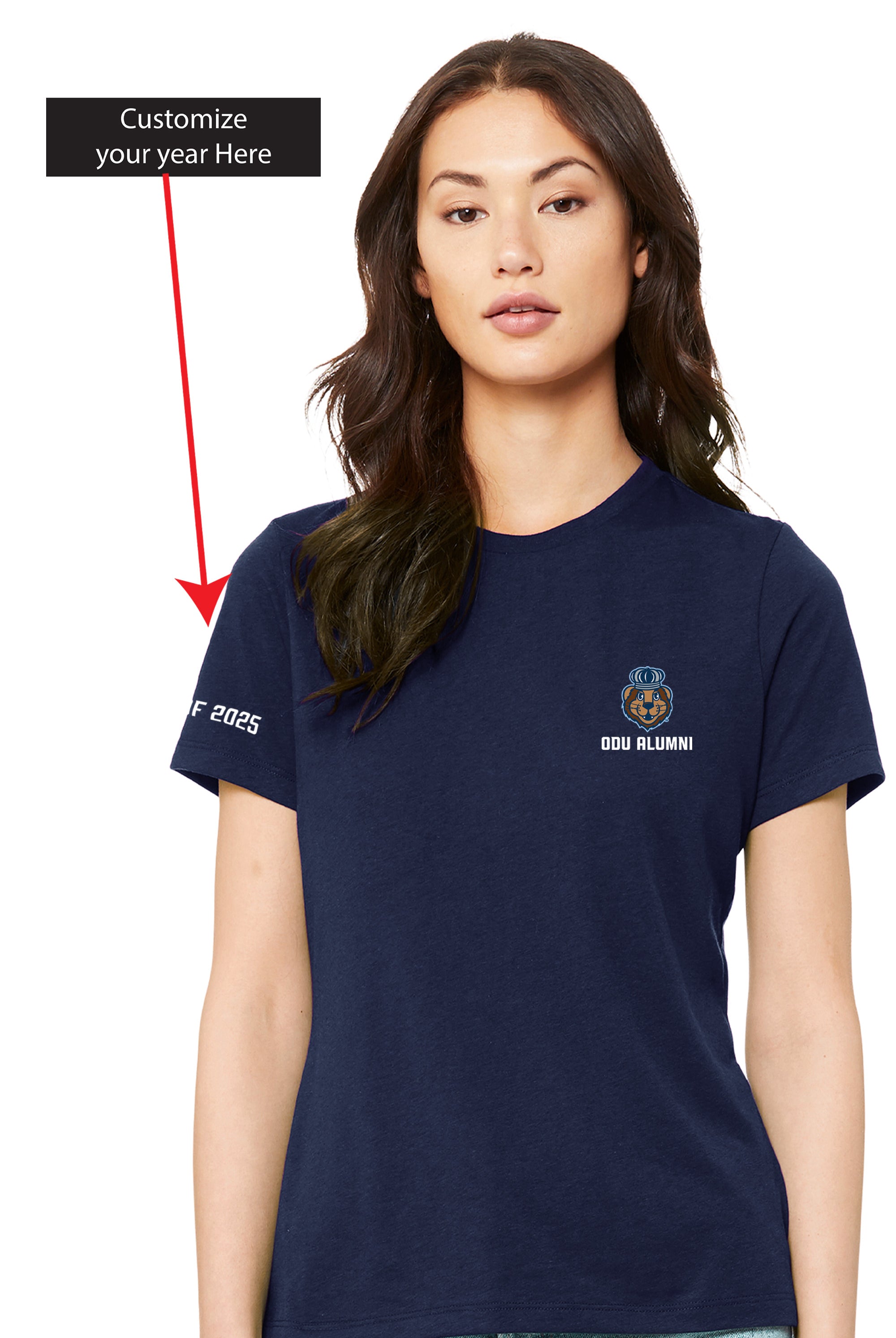 Official, Old Dominion University, Women’s Relaxed Jersey Short Sleeve Alumni T-Shirt - Navy