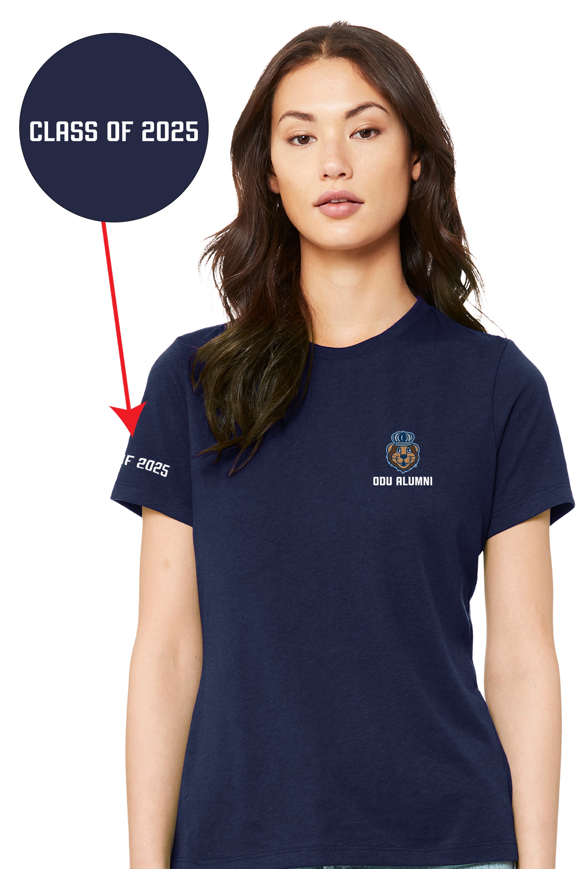 Official, Old Dominion University, Women’s Relaxed Jersey Short Sleeve Alumni T-Shirt - Navy