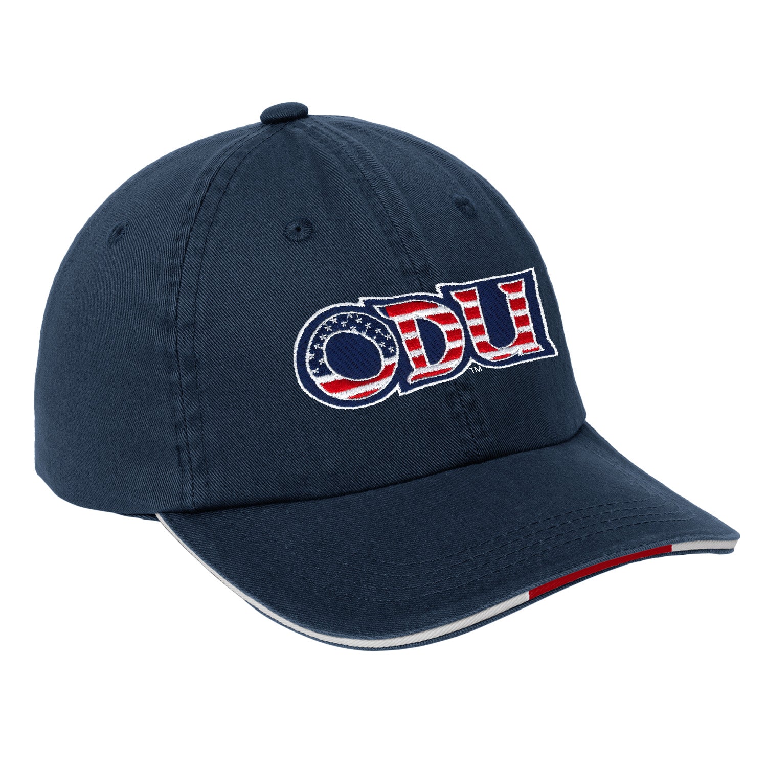 Old Dominion University, ODU Military - Military Logo, Sandwich Bill Cap with Striped Closure -Navy