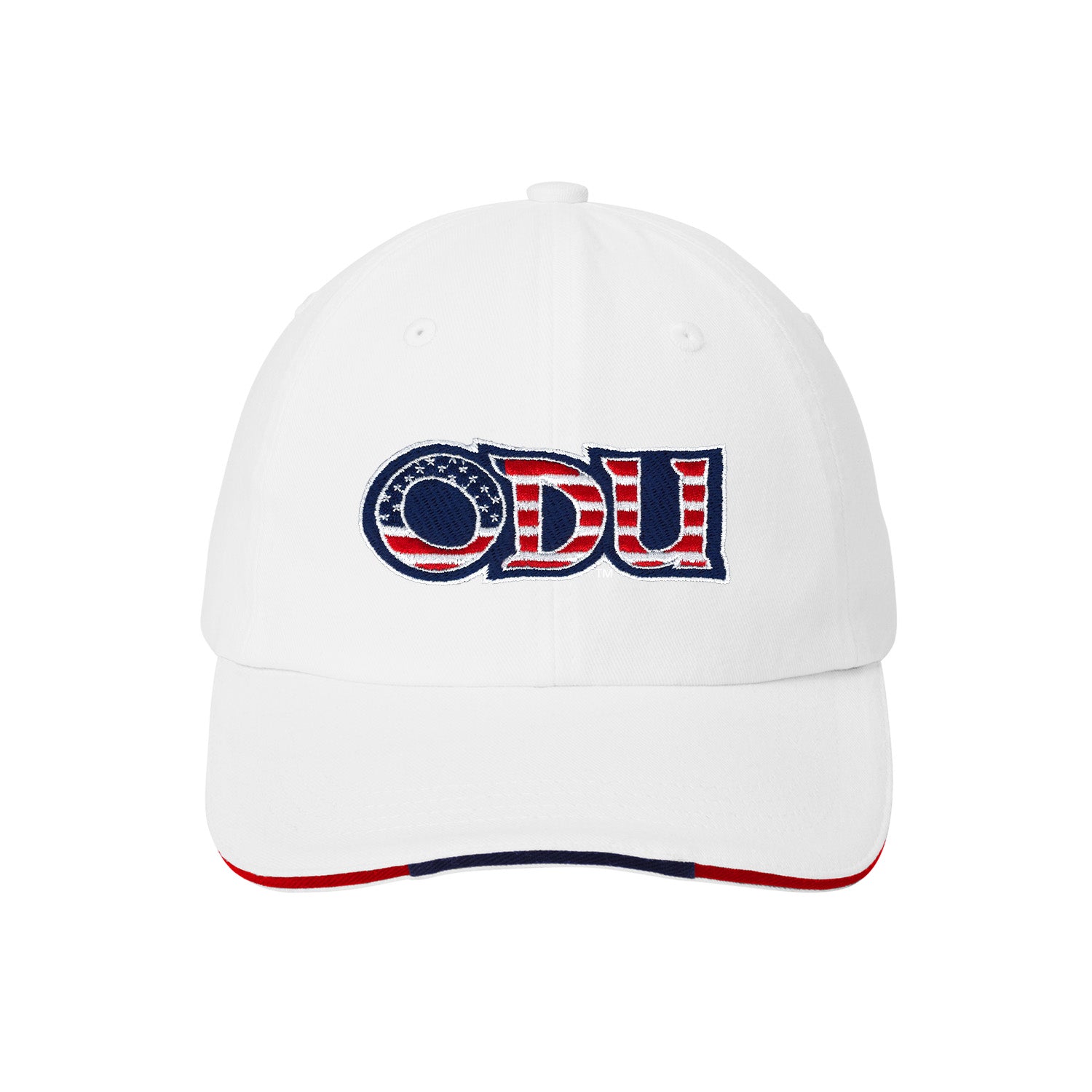 Old Dominion University, ODU Military - Military Logo, Sandwich Bill Cap with Striped Closure - White