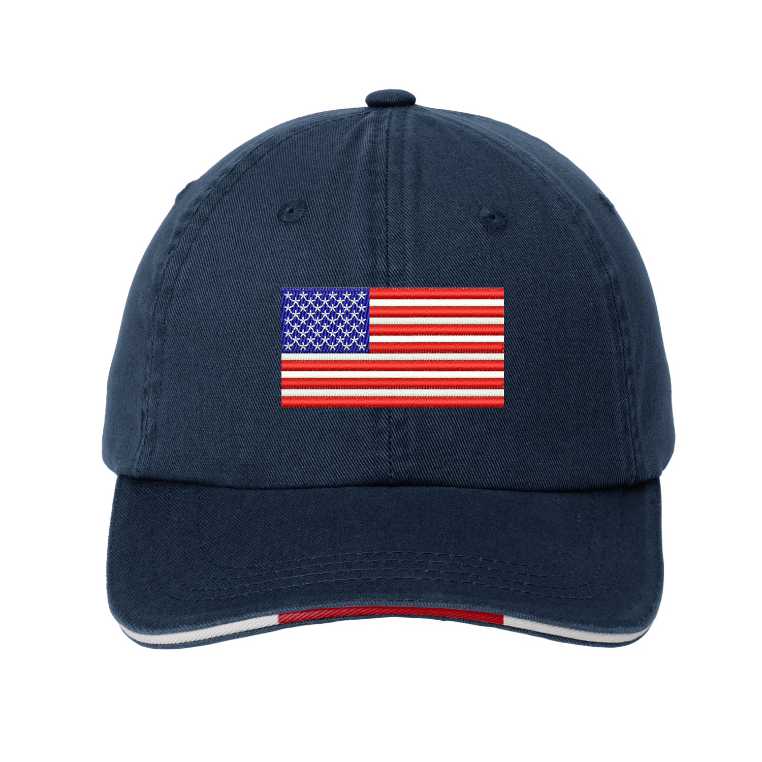 Old Dominion University, U.S. Flag, Sandwich Bill Cap with Striped Closure - Navy