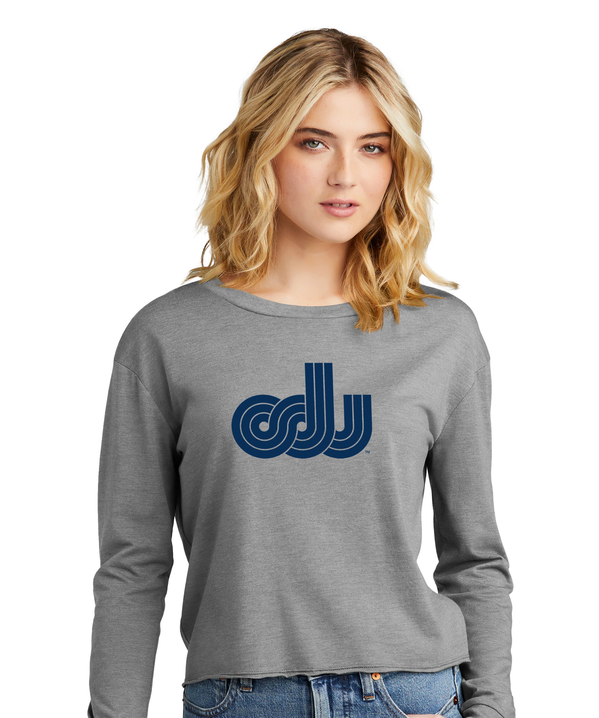 Old Dominion University, ODU Vintage Logo, District® Women’s Perfect Tri® Midi Long Sleeve T-Shirt- Grey