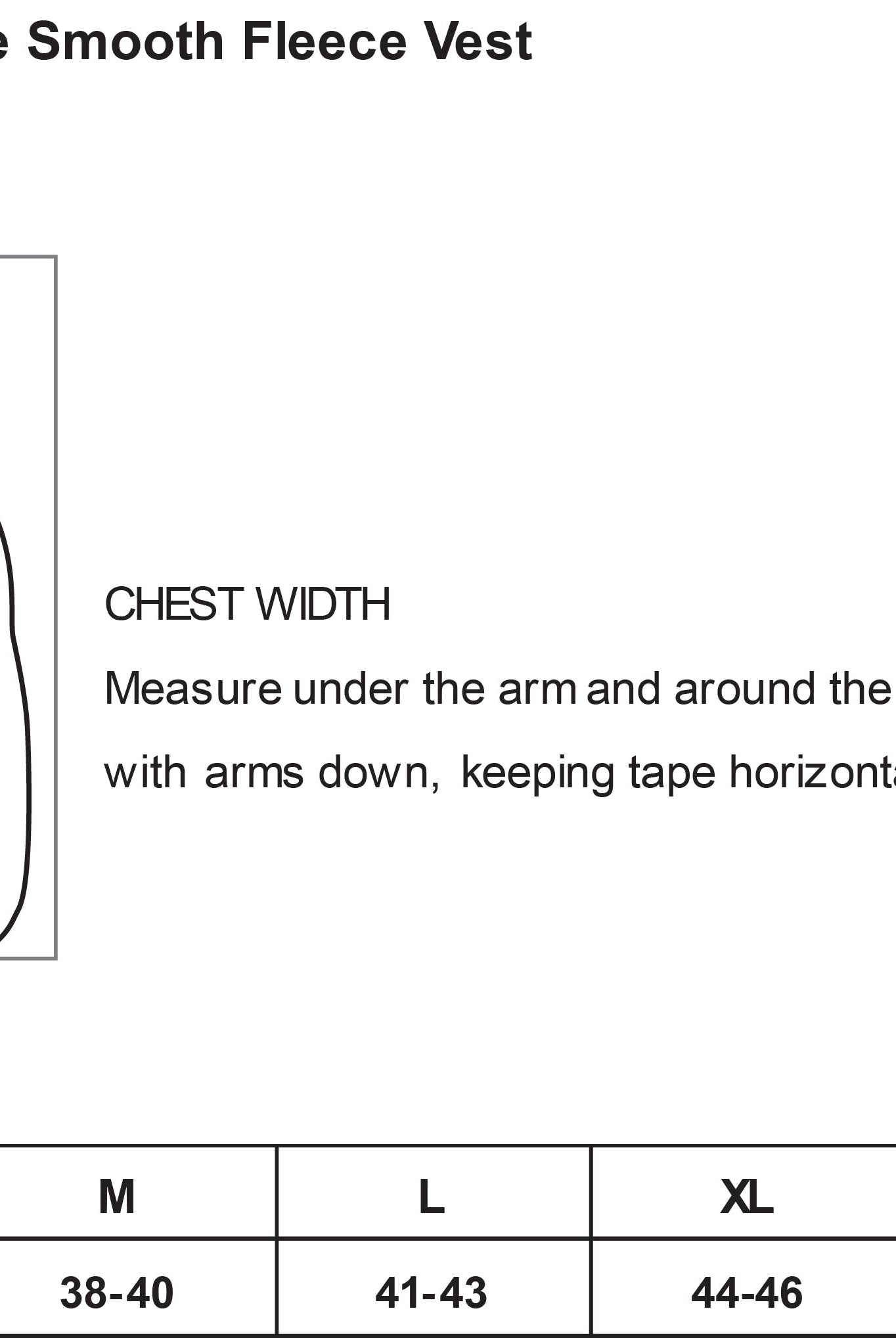 Old Dominion University, ODU, Port Authority® Collective Smooth Fleece Vest - Size Chart